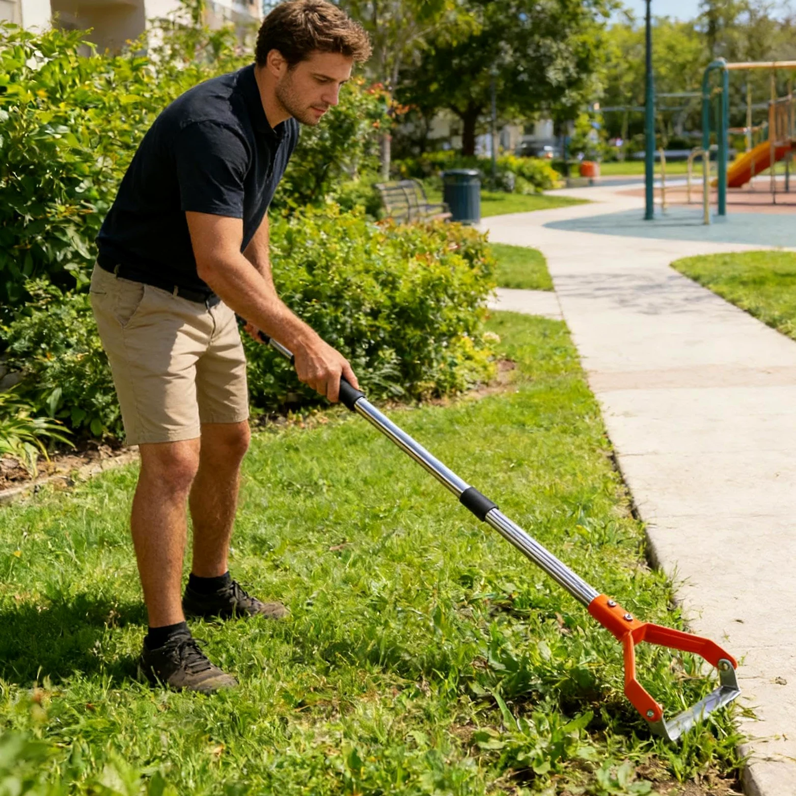 Sarcloir à Étrier Manche Long Pelle Ronde Robuste | À Étrier Pour Le Désherbage Du Jardin Pour Creuser Tranchée Détasser Sarcler Bordures Ferme Pelouse Arrière-cour
