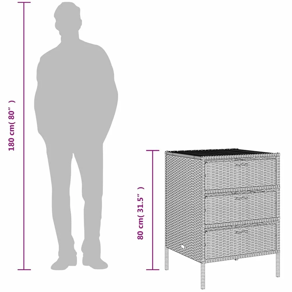 vidaXL Armoire de Rangement de Jardin, Résine Tressée Beige avec Tiroirs
