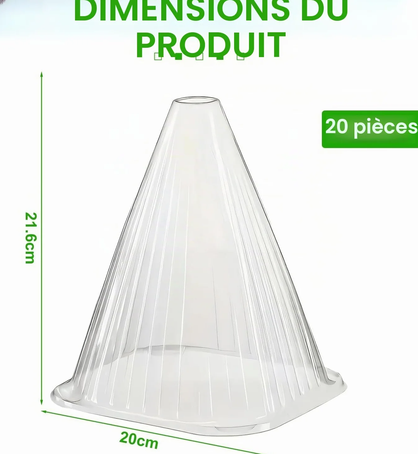 KAHEIGN 20 Pièces Cloches pour Plantes de Jardin 22CM x 19CM Plastique Protection Contre Gel