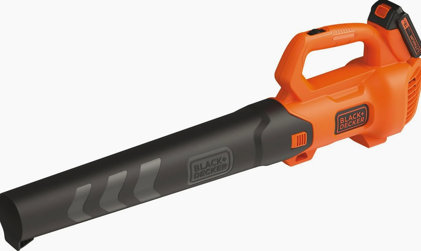 BLACK+DECKER BCBL200L-QW Souffleur axial sans fil - Vitesse de soufflerie : 209 km/h - 2 vitesses réglables - Racloir intégré, 18V, Orange