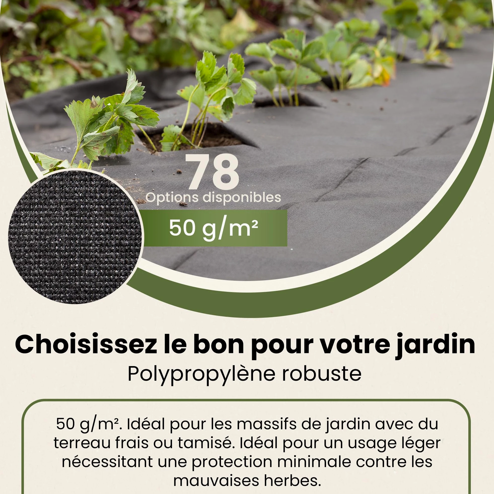 GARDENIX 40 m² - Feutre Anti-Mauvaises Herbes avec 50 ancrages de Sol - 40 m² (0,8 m x 50 m) - Imperméable - 50 g/m² - Noir - Résistant aux UV - pour Parterre Haute - Film de Protection