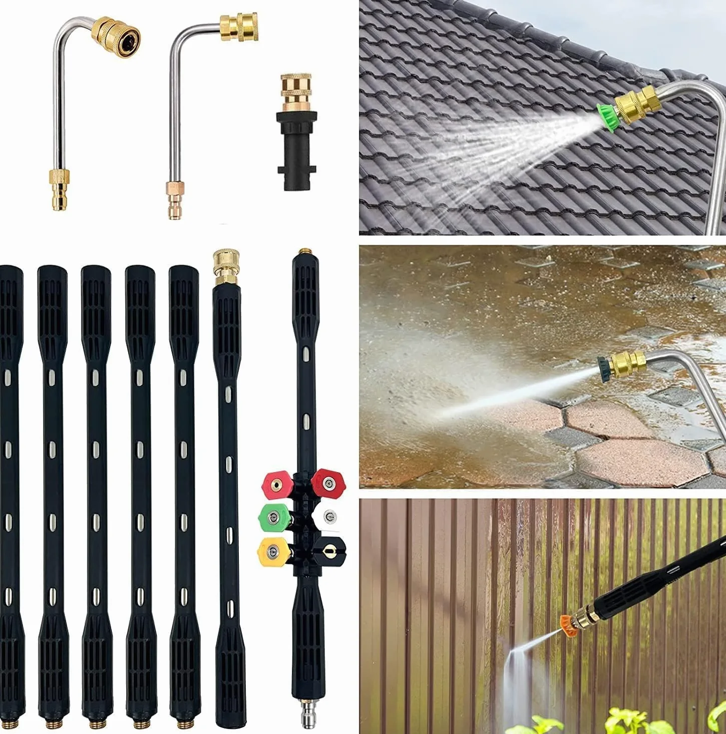 Lot de 10 rallonges nettoyeur haute pression Karcher adaptateur compatible K2, K3, K4, K5, K6, K7 4000 PSI Lance d'extension
