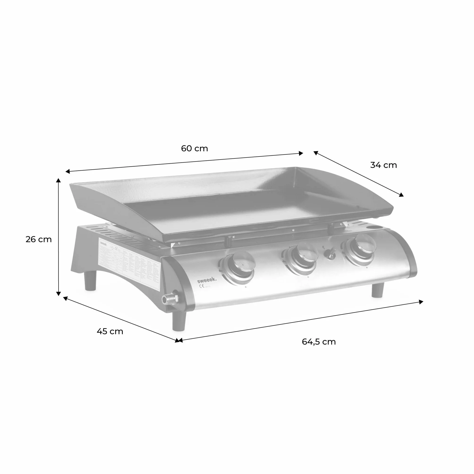 Alice's Garden Plancha au gaz 3 Feux Porthos 7.5 KW Barbecue Cuisine extérieure INOX