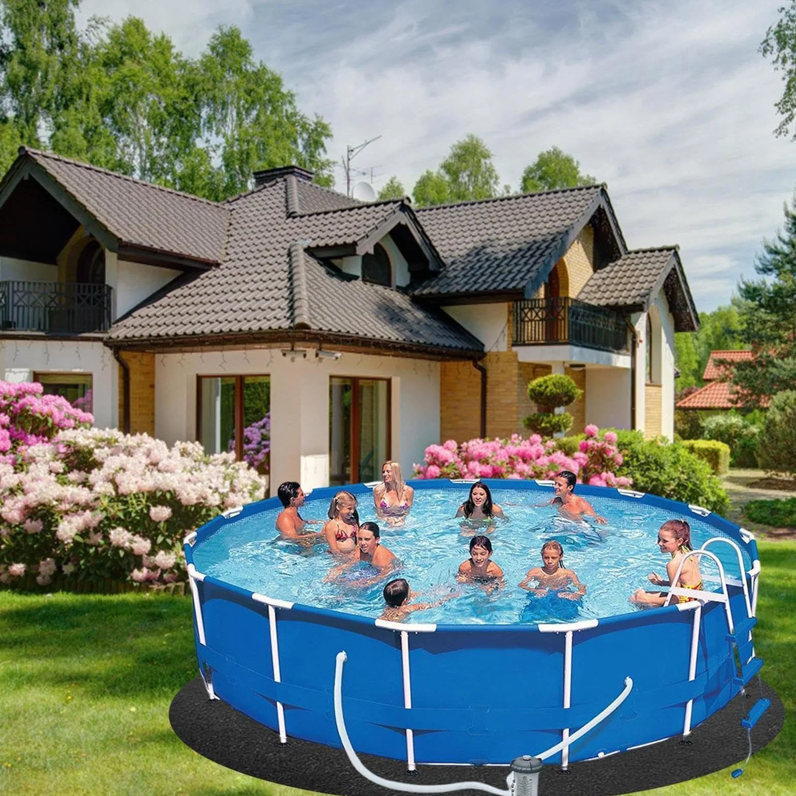 Tapis de Piscine en Polyester Géotextile Anti-Perforation Heavy Duty Rond Rectangulaire