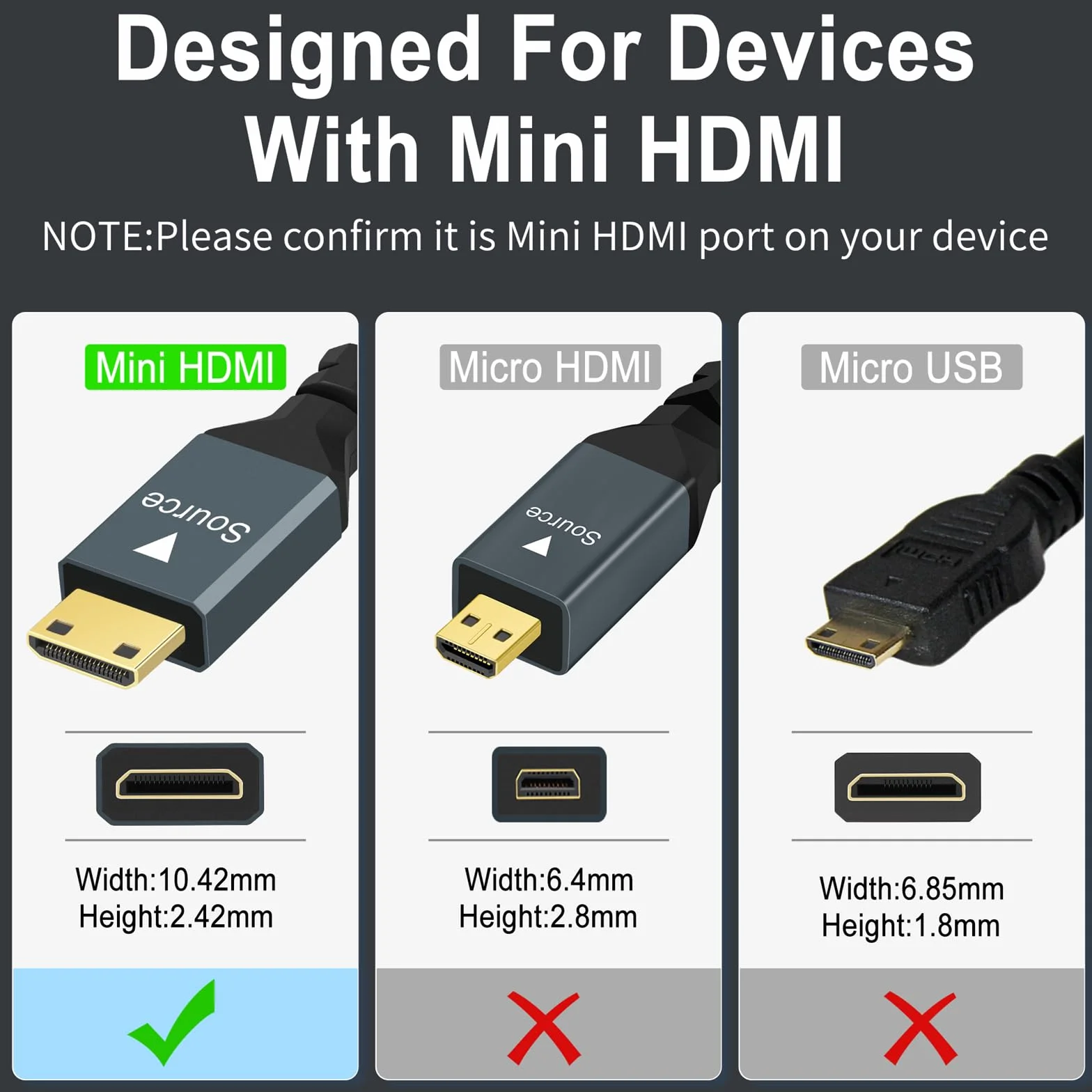 Câble Mini HDMI vers VGA 2M Plaqué or Tressé Mâle-Mâle Compatible Ultrabooks Ordinateurs Portables