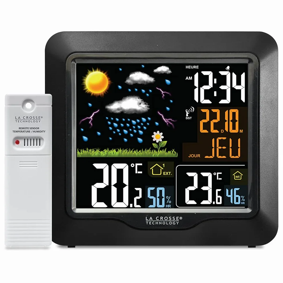 La Crosse Technology - WS6820 Station Météo Radio-pilotée avec Ã‰Cran LCD Coloré - Noir