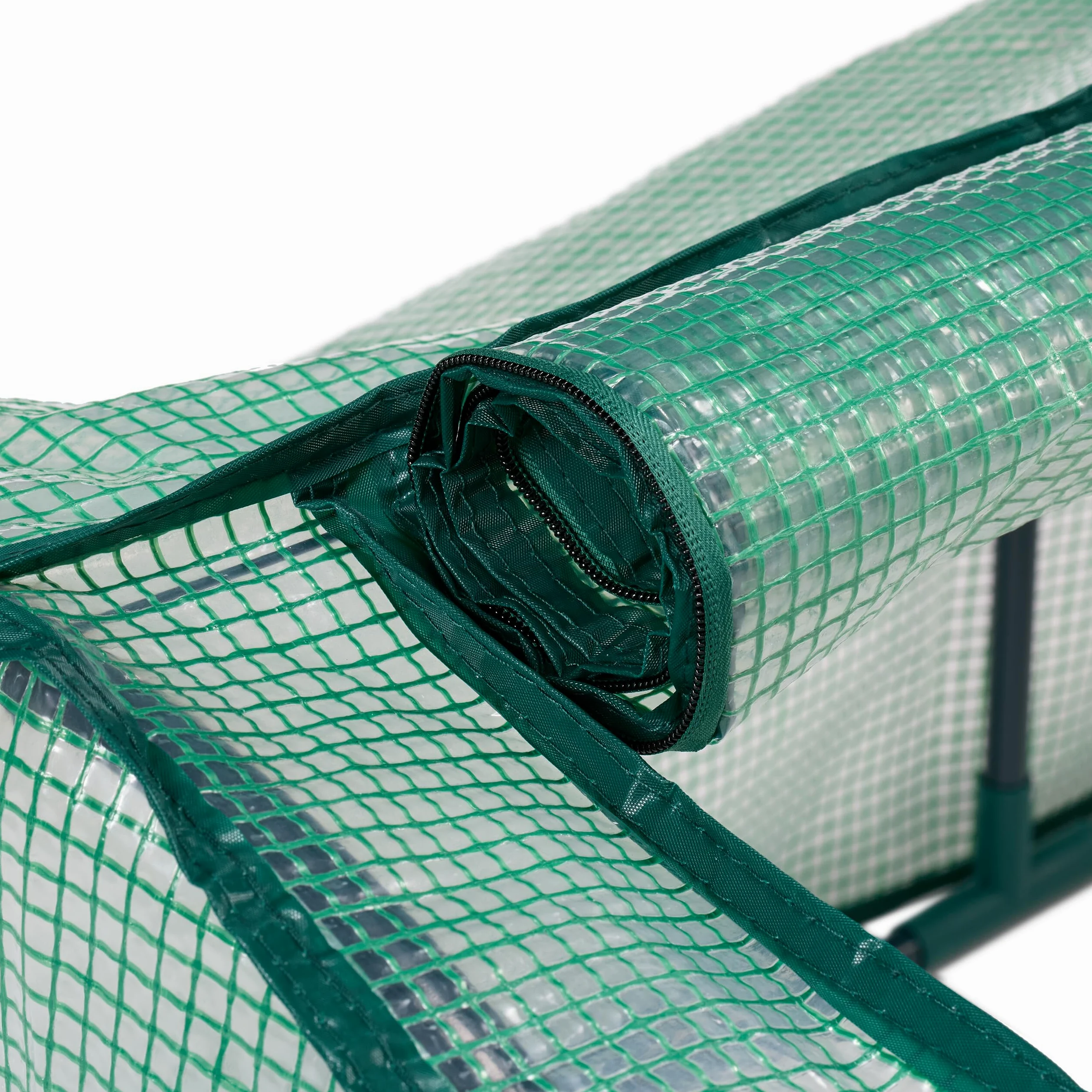 Relaxdays Serre de Jardin, Fer, bâche en PE, Porte Enroulable avec Fermetures éclair, H x L x P : 50 x 128 x 60 cm, Vert