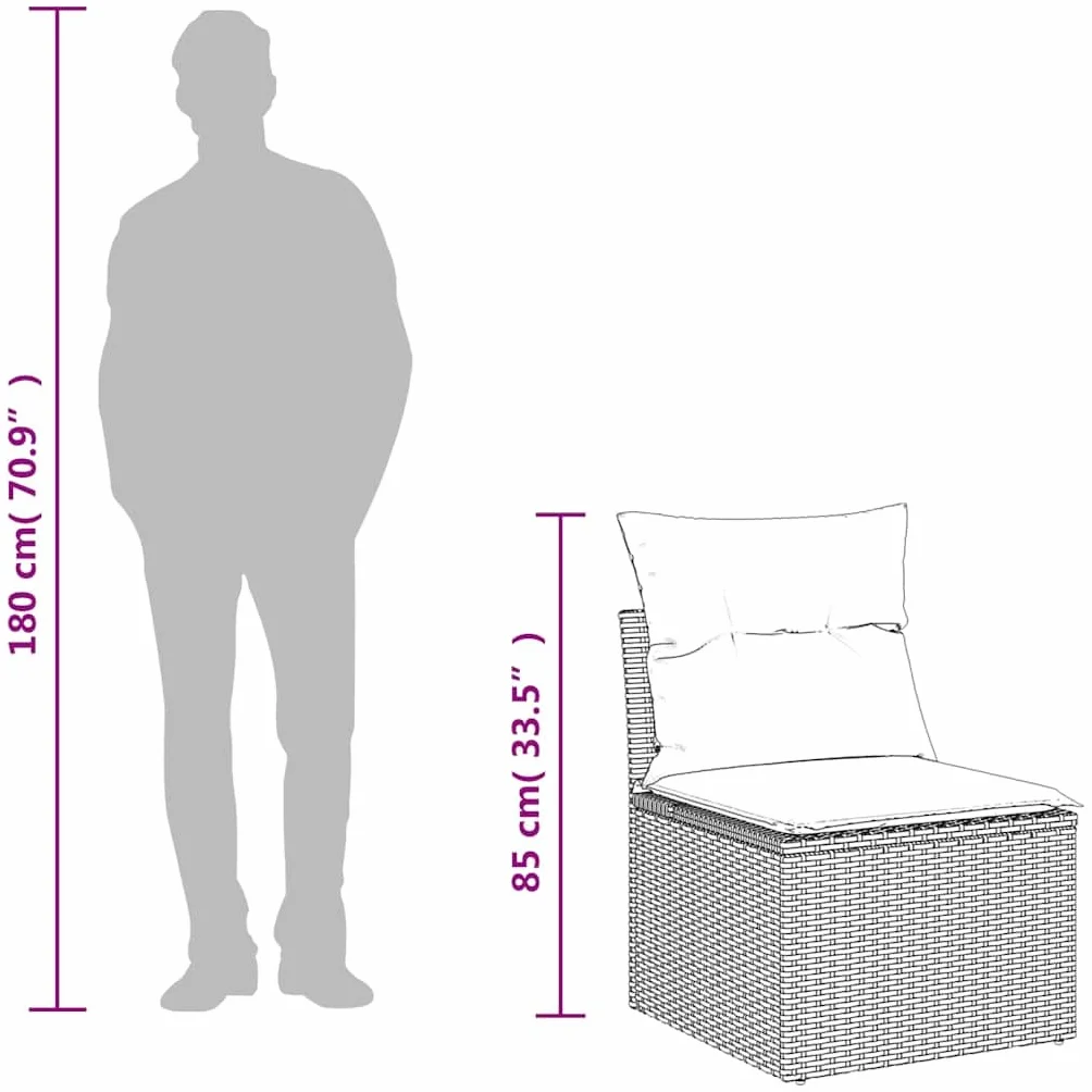 Chaise de Jardin sans Accoudoirs avec Coussins, Résine Tressée Beige, Siège avec Housse, Meuble de Terrasse Extérieur