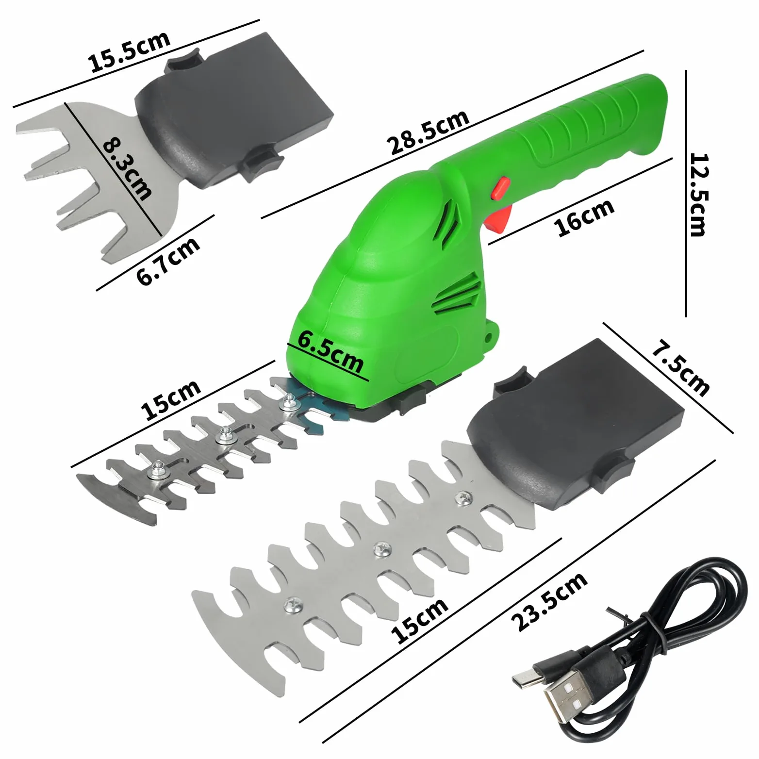 2 en 1 Cisaille à Gazon sans Fil, Taille-haie Électrique Rechargeable Désherbeur D'arbustes Désherbeur Outils De Jardinage Interface EU Type-C