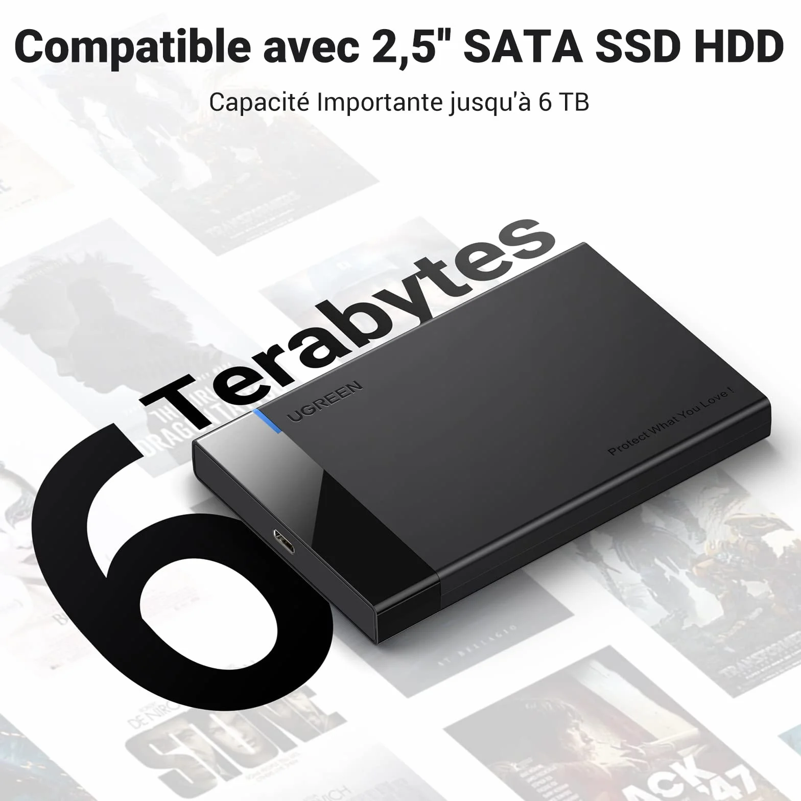 UGREEN USB C Boîtier Externe 2,5 Pouces Disque Dur SATA III HDD SSD USB 3.1 Gen 2 Type C 6Gbps UASP