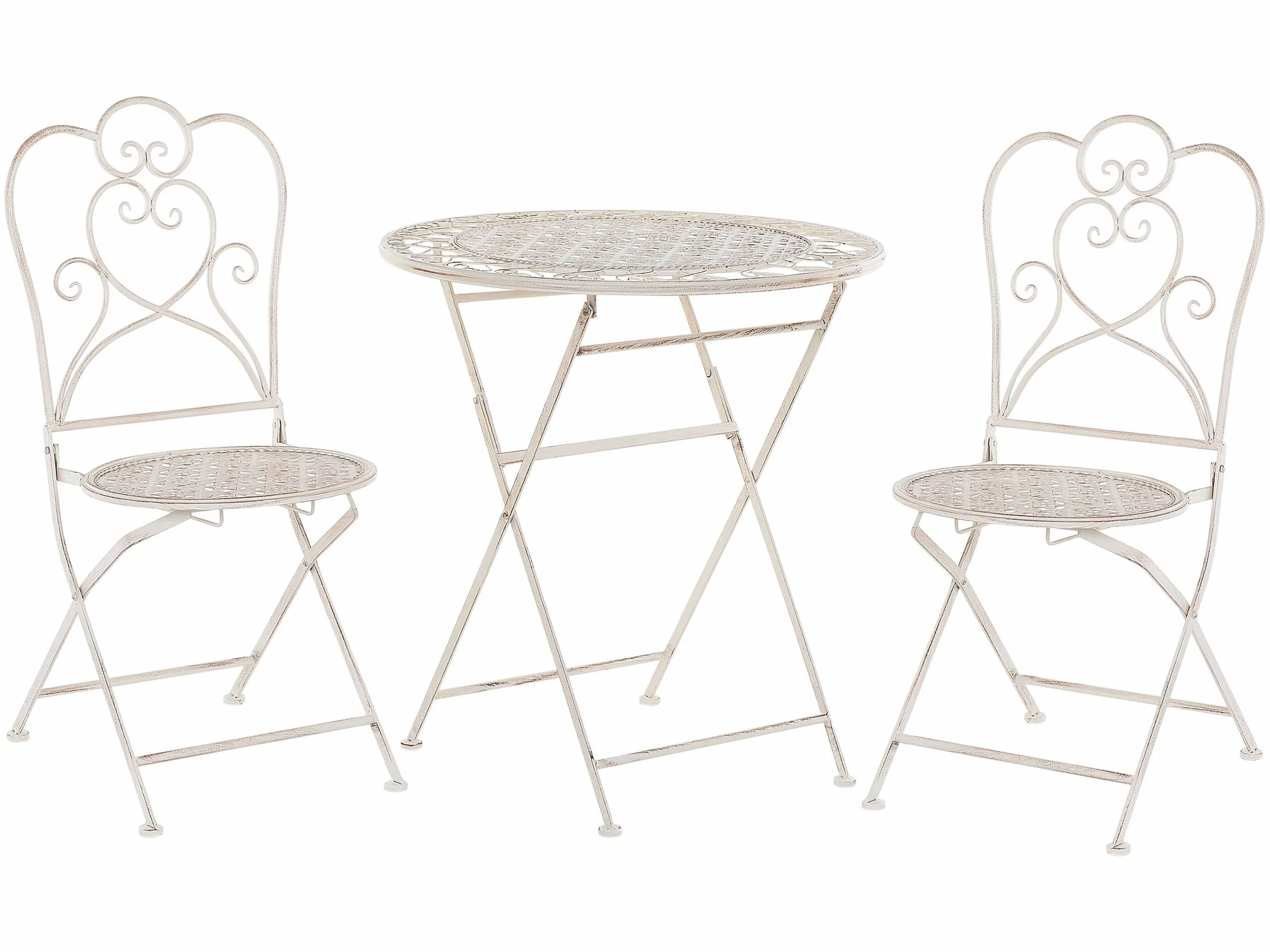 Beliani Ensemble de Jardin 2 Chaises Pliantes Table Assortie Métal Beige