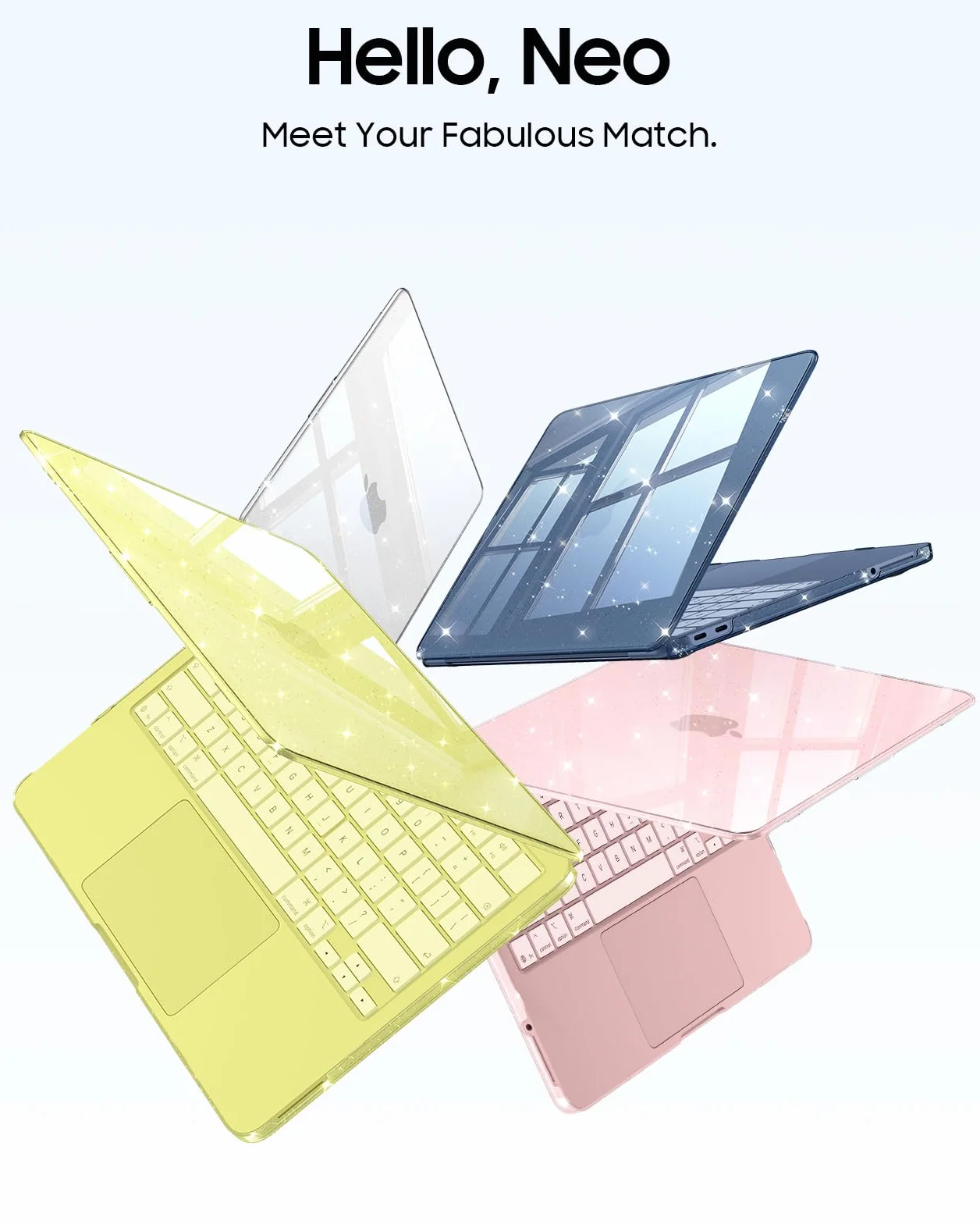 FINTIE Coque MacBook Neo 13 Pouces 2026 A18 Pro A3404 Transparent Paillette