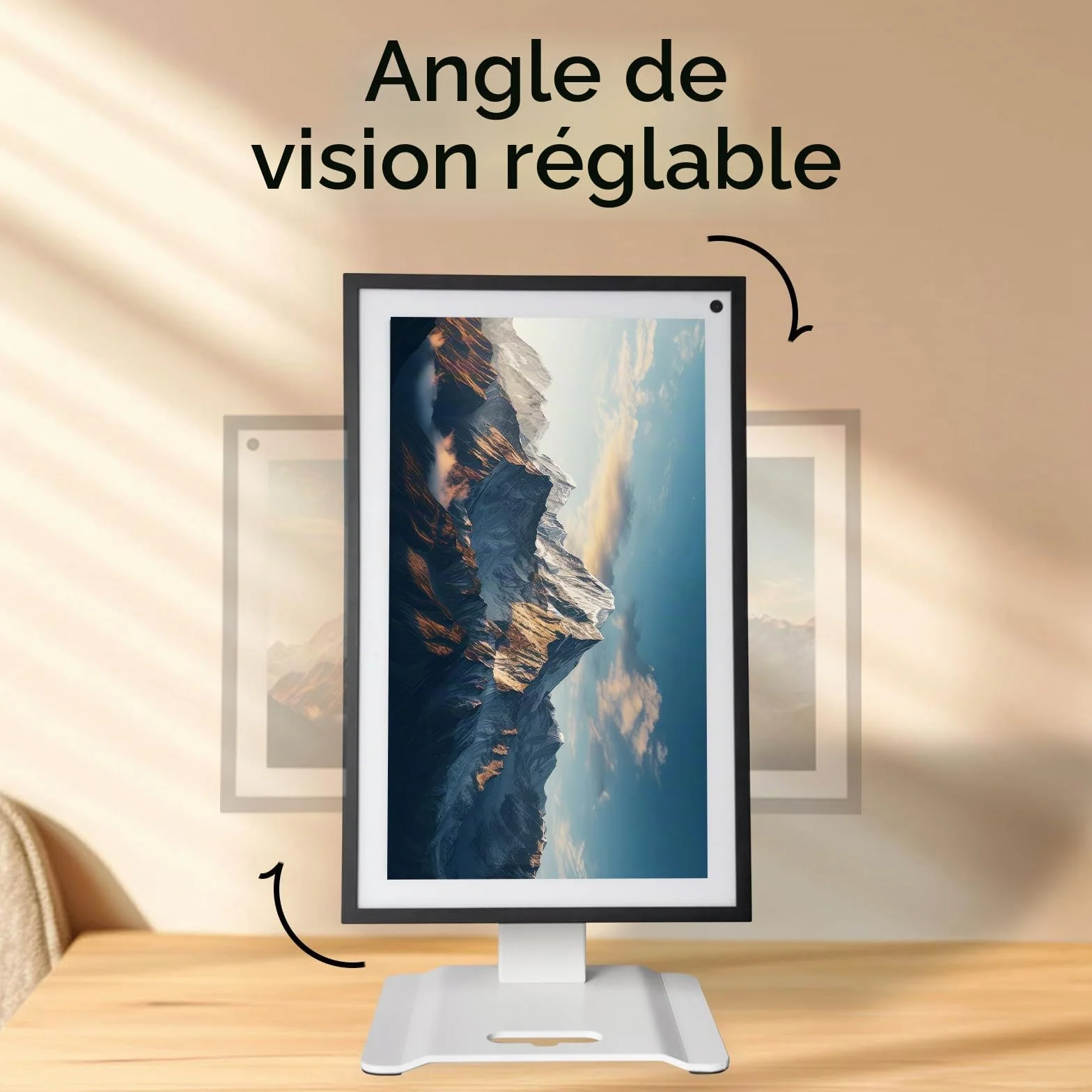 Shinar Support Métallique pour Écrans Show 15 et Show 21 avec Gestion des Câbles, Pivotant 360°, Inclinable -50° à +50° - Support de Bureau pour Moniteurs 13-29 Pouces