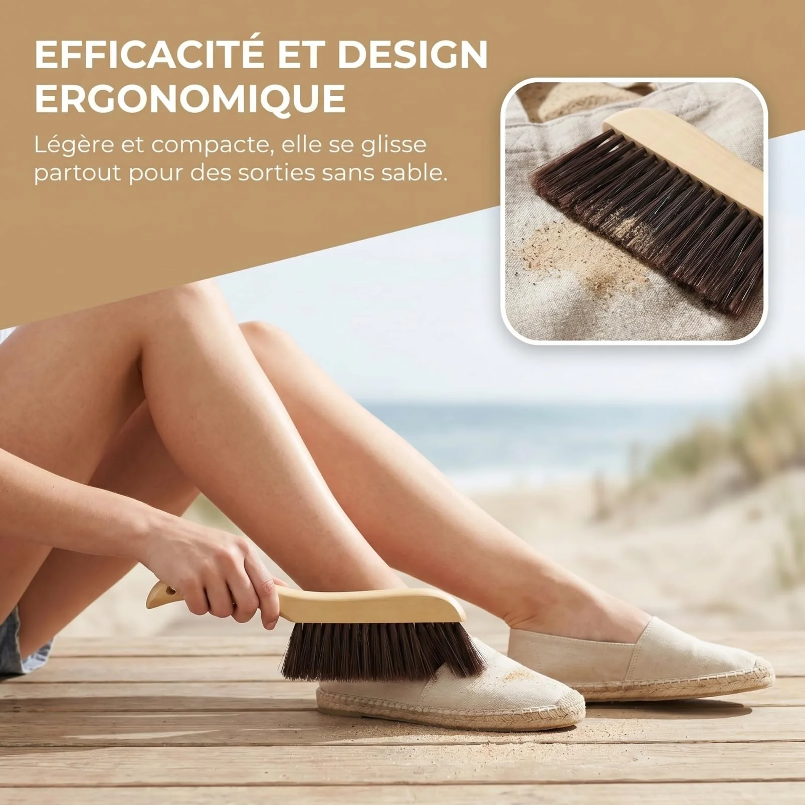 FRCOLOR Brosse de plage portable anti-sable pour chaussures, vêtements et pieds brosse ergonomique compacte