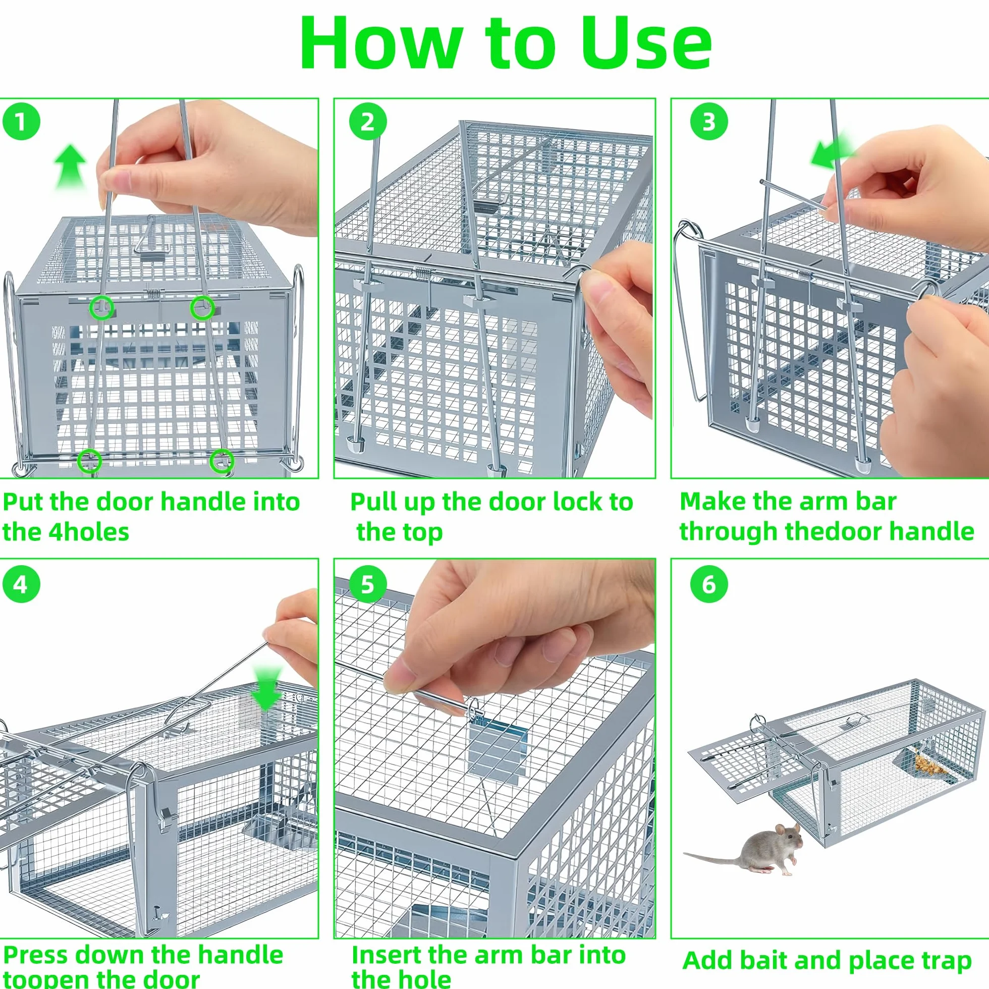 Piège à Rat 2 Pièces XL Cage Attrape Souris sans Tuer 27 x 14 x 12 cm Réutilisable
