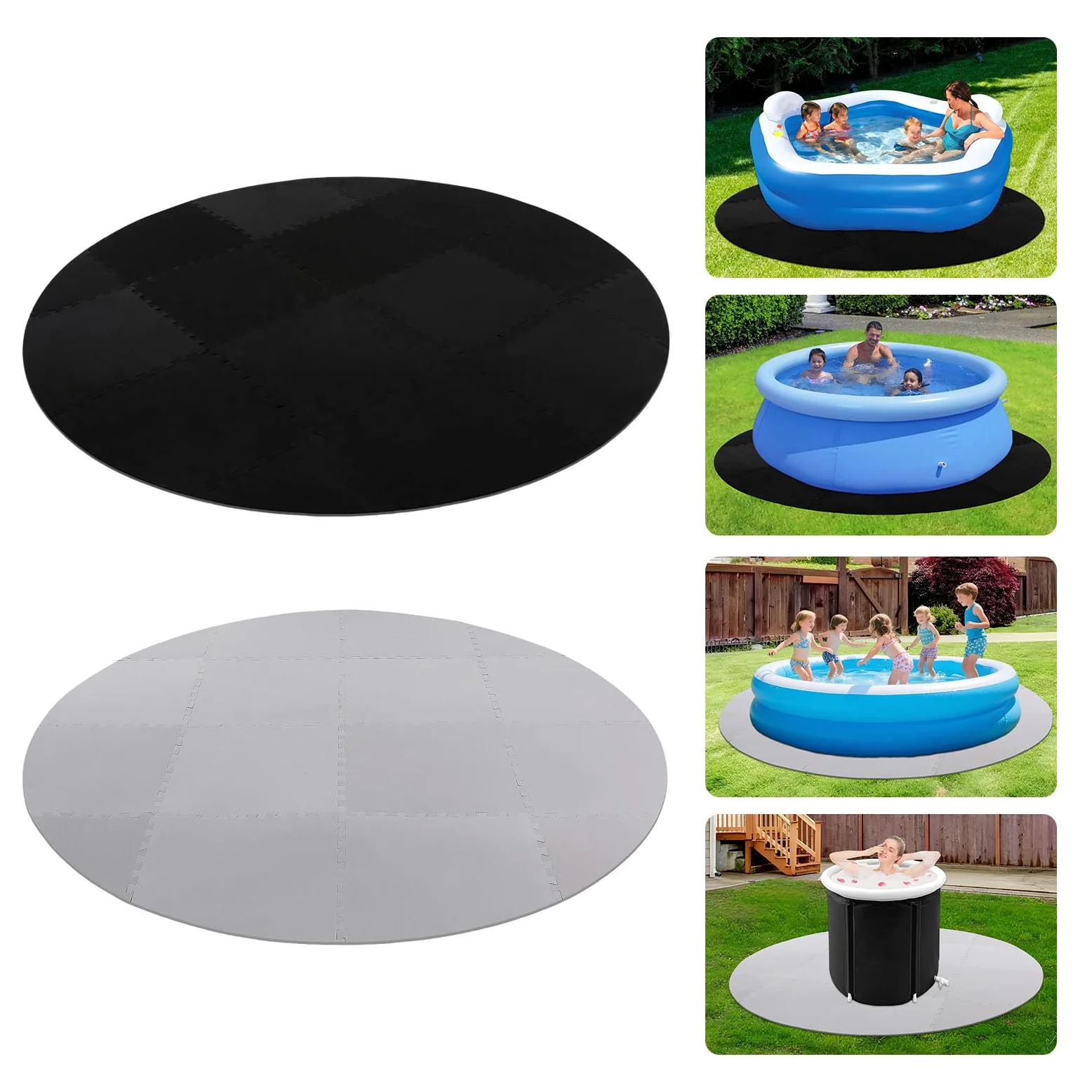 Tapis de Sol Rond pour Spa de 196 cm, Tapis de Protection de Sol pour Spa extérieur, Coussin Anti-dérapant et imperméable en Mousse EVA, Tapis de Protection de Sol pour Bassin