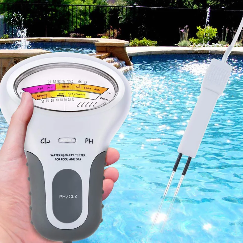 Testeur de niveau de chlore et de pH 2 en 1 - Portable - Analyse de la qualité de l'eau - Pour piscine, spa, aquarium