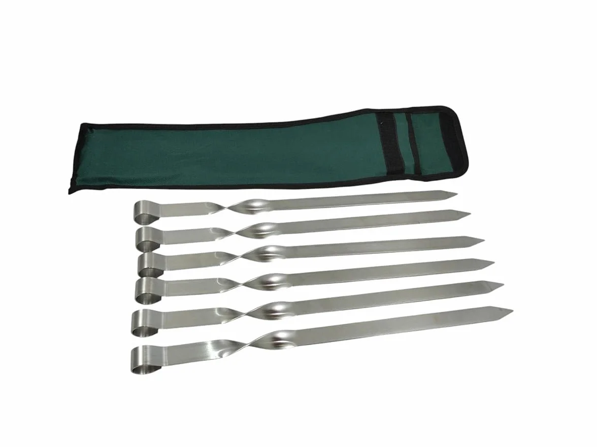 Brochettes à kébab Adana en acier inoxydable 40 cm 2 mm épaisseur 2 cm large - Idéal barbecue gaz