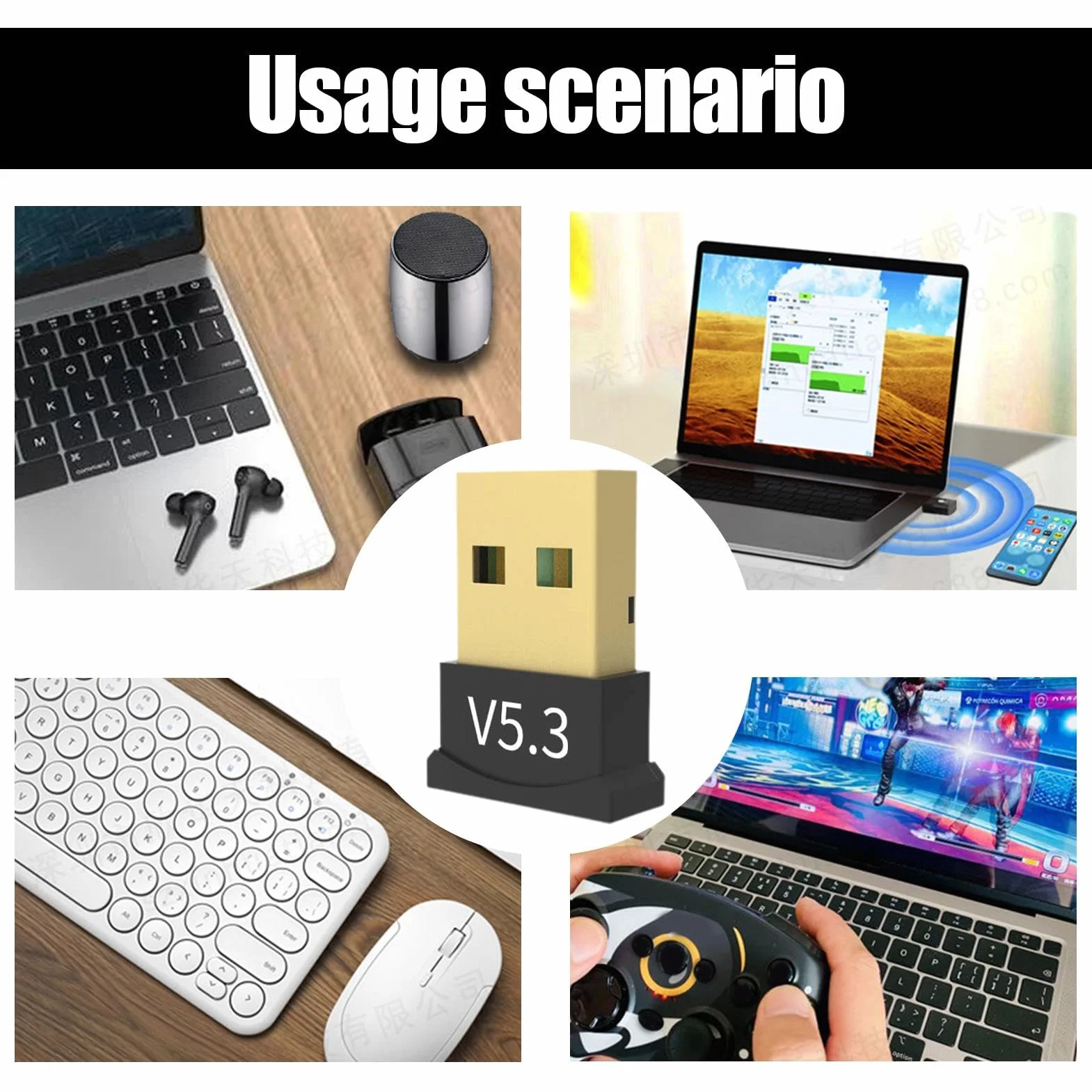 Adaptateur WiFi USB Dongle sans Fil pour PC Ordinateur de Bureau 5.3 Récepteur