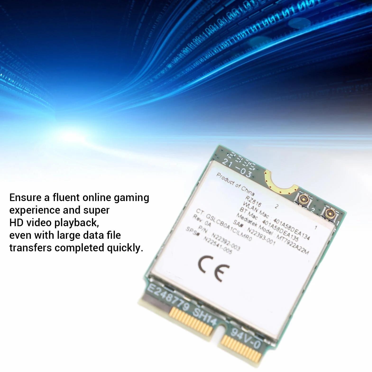 Carte sans Fil Wi-Fi 6E M.2 MT7922A22M pour Ordinateur Portable Bluetooth 5.2 RZ616 5374 Mbit/s