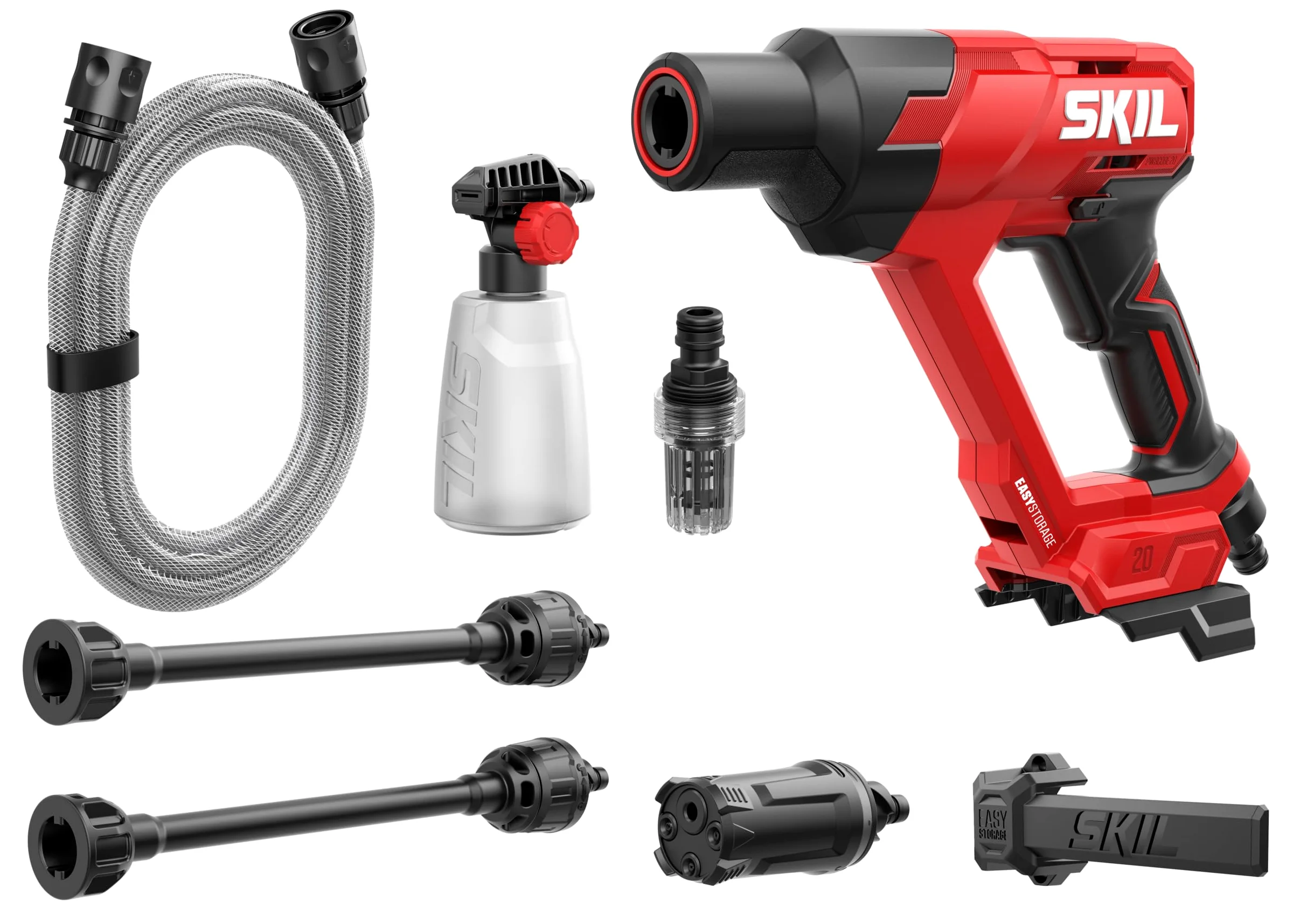 SKIL 0762CA GW1E0762CA Nettoyeur haute pression sans fil (avec tuyau de 5 m, buse multifonction polyvalente, mode haut et ECO, pour l'intérieur et l'extérieur, jusqu'à 37 minutes d'autonomie, appareil