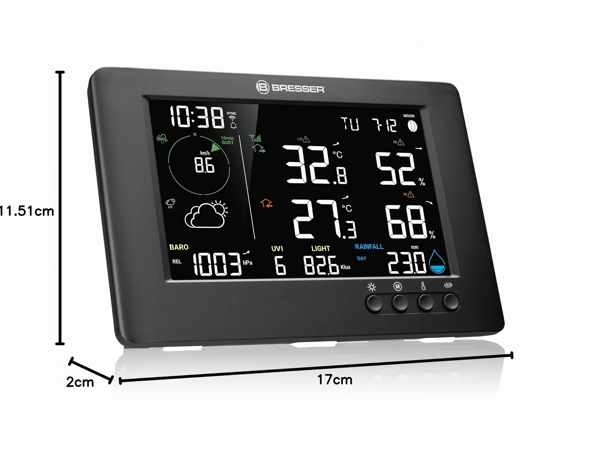 Station météo 7-en-1 TB WiFi : Données étendues, Prévision graphique, Multi-capteurs, Surveillance climat intérieur, Fonction d'alerte | Bresser TB Station météo sans fil professionnelle Wifi 7 en 1