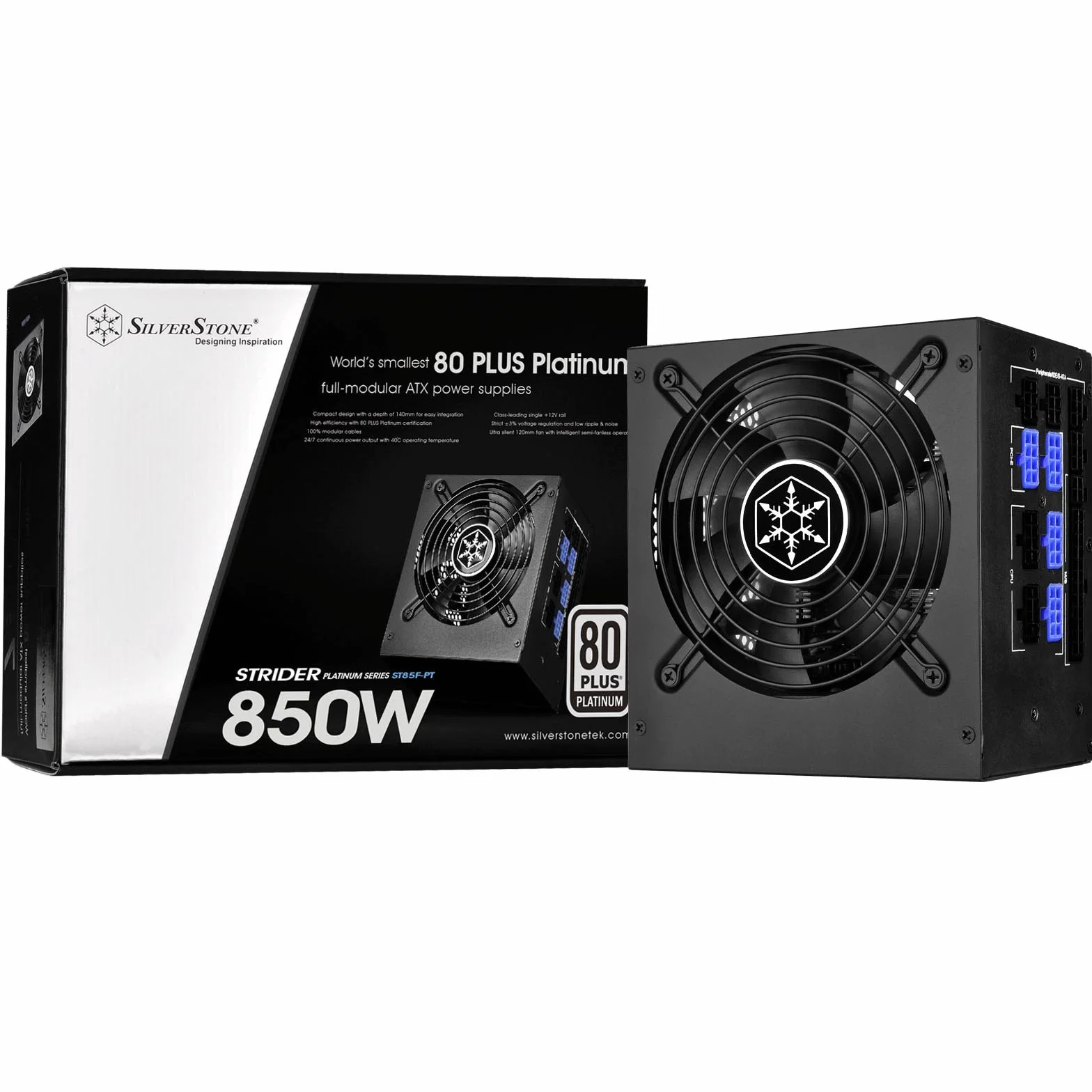 SilverStone SST-ST85F-PT Strider Platinum 850W 80 Plus Platine ATX Alimentation PC 120mm Modulaire