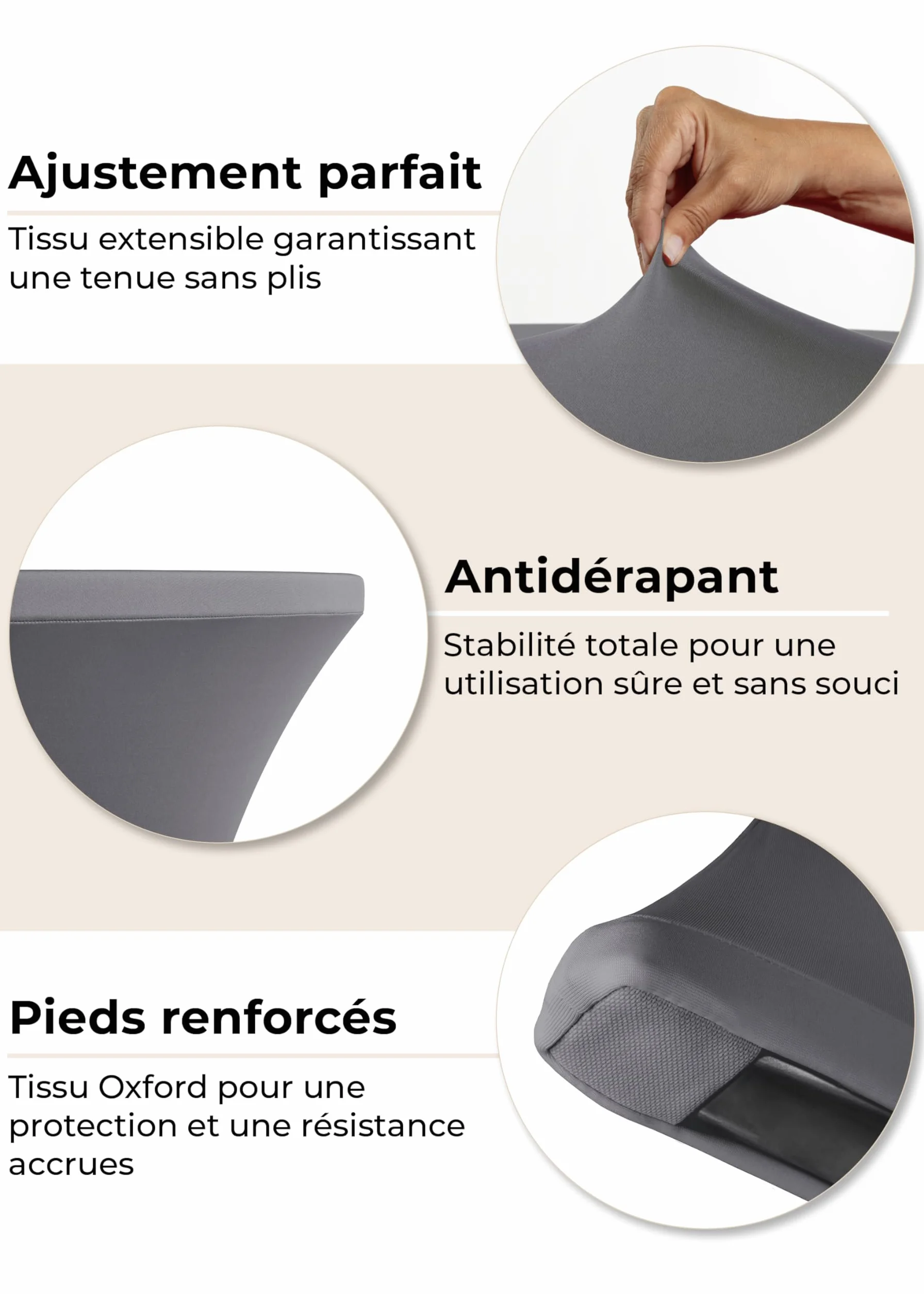Gräfenstayn Diana Housse pour Table Haute de Bistro Stretch Spandex Ø 60 cm Anthracite