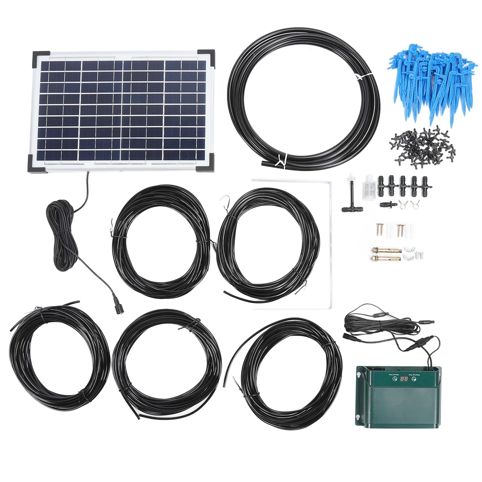 Kit D'irrigation Goutte à Goutte Solaire Automatique, Système D'arrosage Automatique en Silicium Polycristallin étanche pour Balcons et Jardins, Tuyau de 50 M