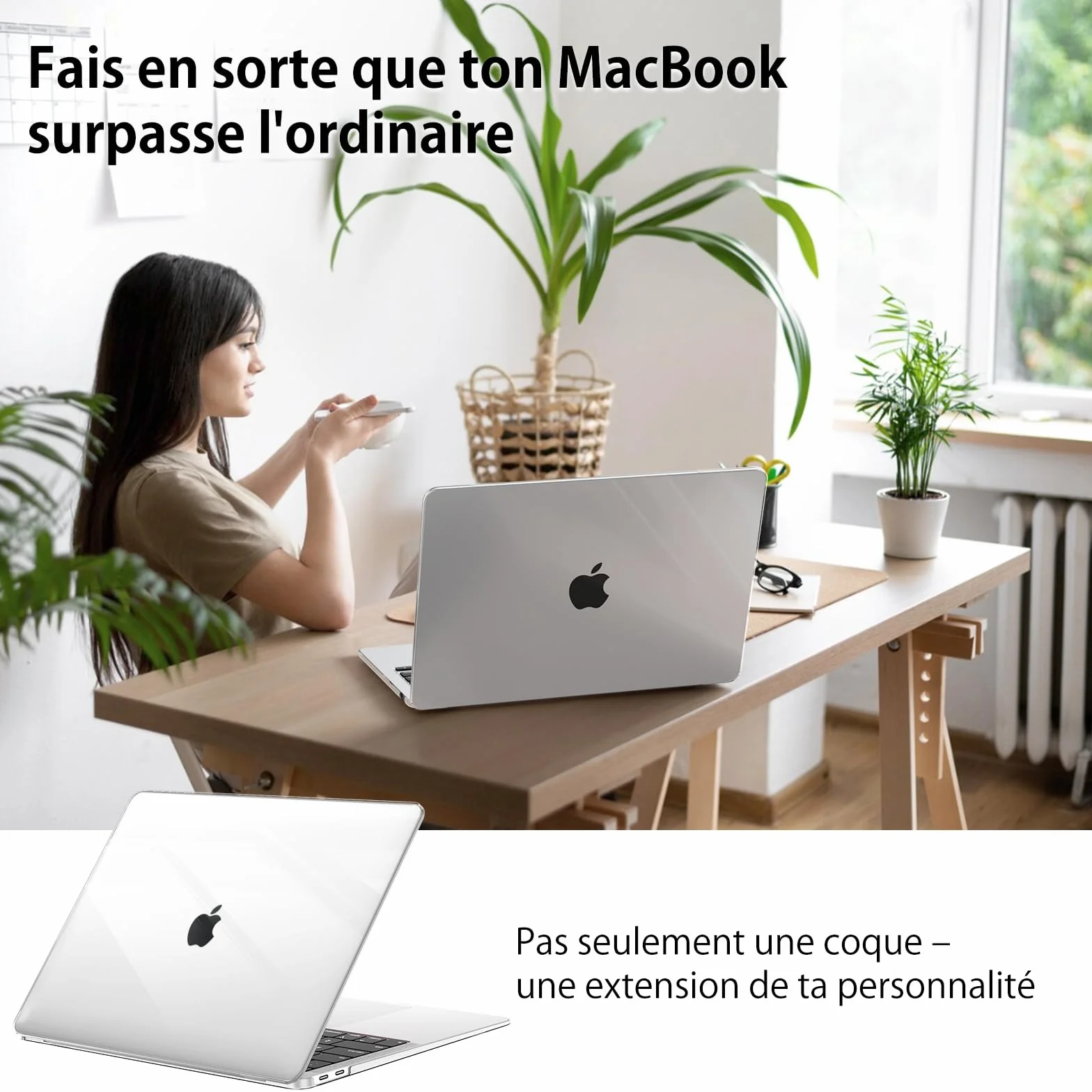 Coque Compatible MacBook Air 13 M1 2021-2018 A2337 A2179 A1932, Plastique Etui Rigide Cristal + Couverture de Clavier TPU