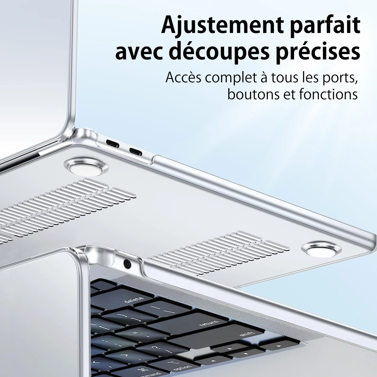 Coque Compatible MacBook Air 13 M1 2021-2018 A2337 A2179 A1932, Plastique Etui Rigide Cristal + Couverture de Clavier TPU