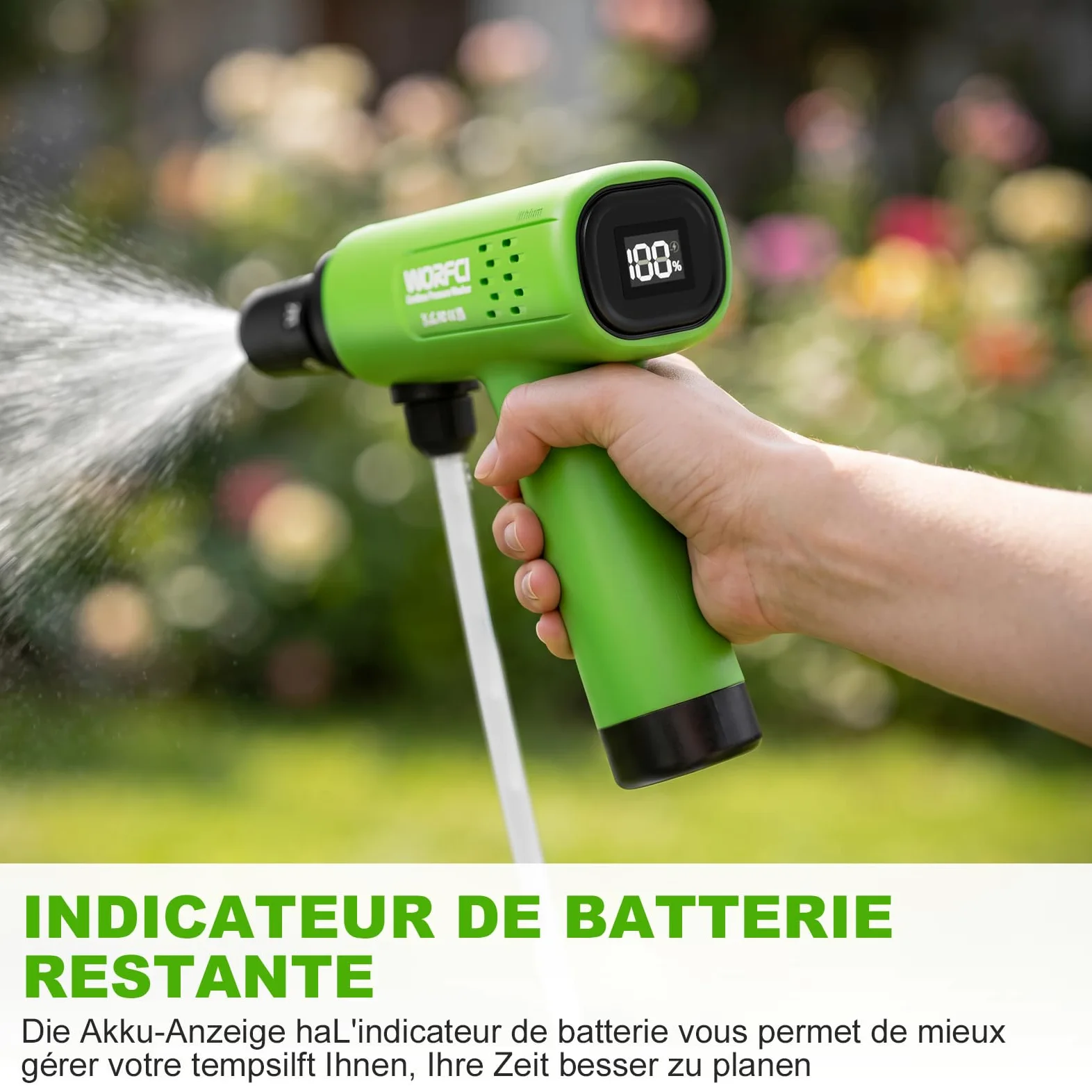 Mini Nettoyeur Haute Pression sans Fil, USB C, Affichage Batterie | Buse 5 en 1, Pot à Mousse Portable, Tuyau de 5 m, Jet de Lavage Portable 260 PSI pour Lavage de Vvélo, Voiture, Caravane
