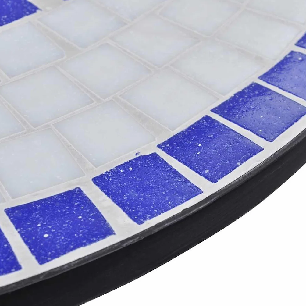 vidaXL Set de Bistro mosaïqué Table 60 cm et 2 chaises Bleu/Blanc de Jardin