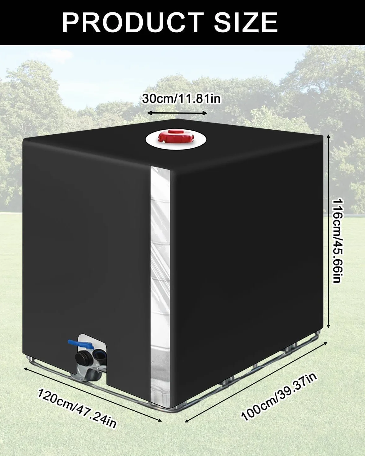 Bâche pour Cuve IBC 1000L Anti-UV Anti-Poussière Noir 116x100x120 cm