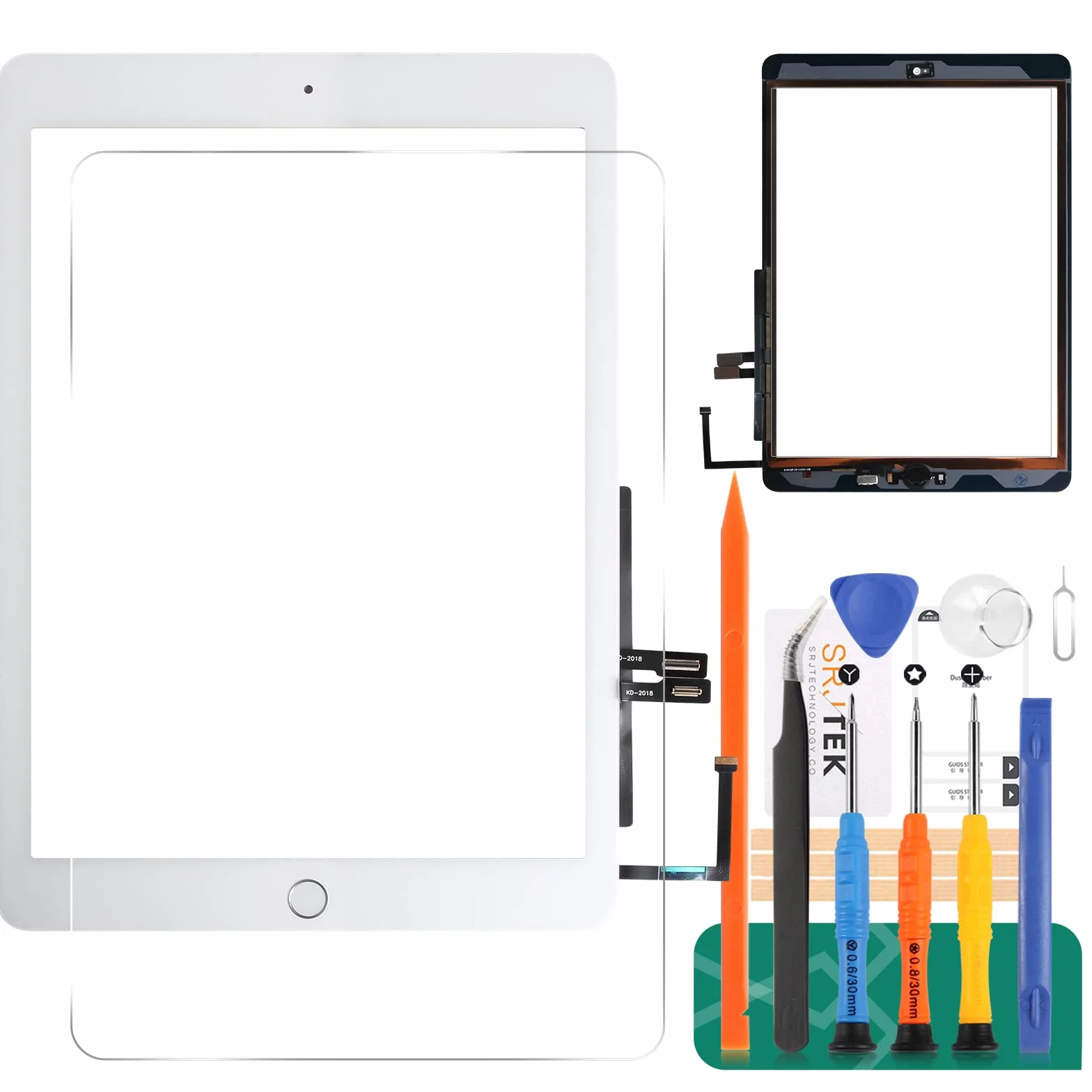 Écran tactile numériseur de rechange pour iPad 9.7 2018 A1893 A1954 avec verre trempé et outils (blanc)