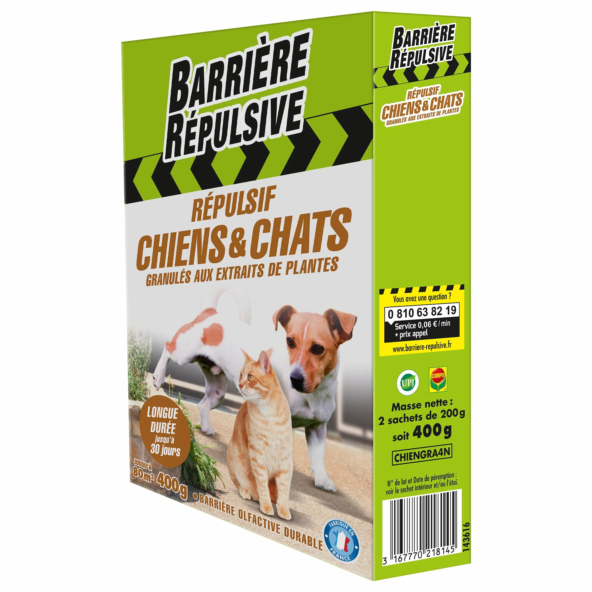 Répulsif Chiens et Chats Extérieur 80 m² 400 g