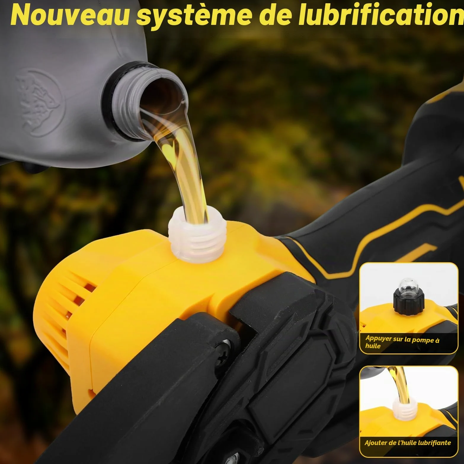 Mini Tronconneuse avec Perche 8 Pouces & Secateur Electrique 28 mm | Telescopique, pour Dewalt 18 V, 20 V batterie, 4 en 1 Élagueuse sur Perche, Portée Maximale 4,5 m