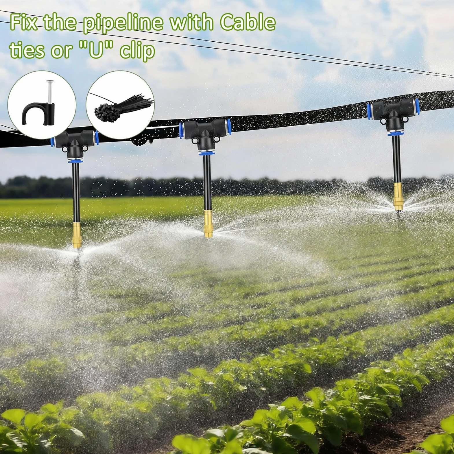 Kit de système d'irrigation goutte à goutte de 35 m, kit d'arrosage réglable à 360° (35 m) | Système d'arrosage automatique pliable pour jardin, buse d'arrosage en cuivre, système d'atomisation, accessoires de serre
