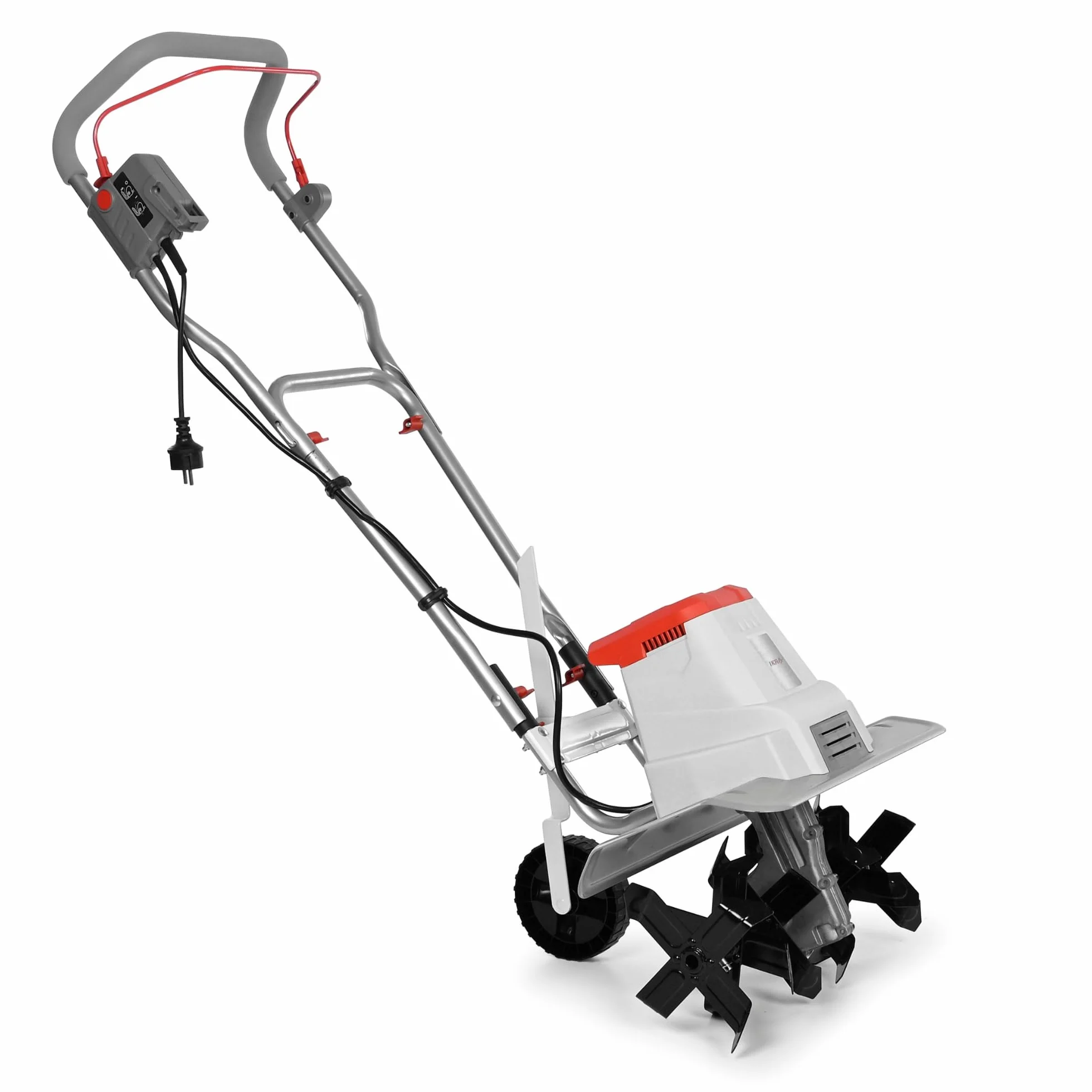 IKRA motoculteur électrique IEM 1500, Largeur réglable 32 et 45 cm | 1500 W, profondeur de travail 20 cm, talon de frein, roue de transport, pliable, protection contre les surcharges