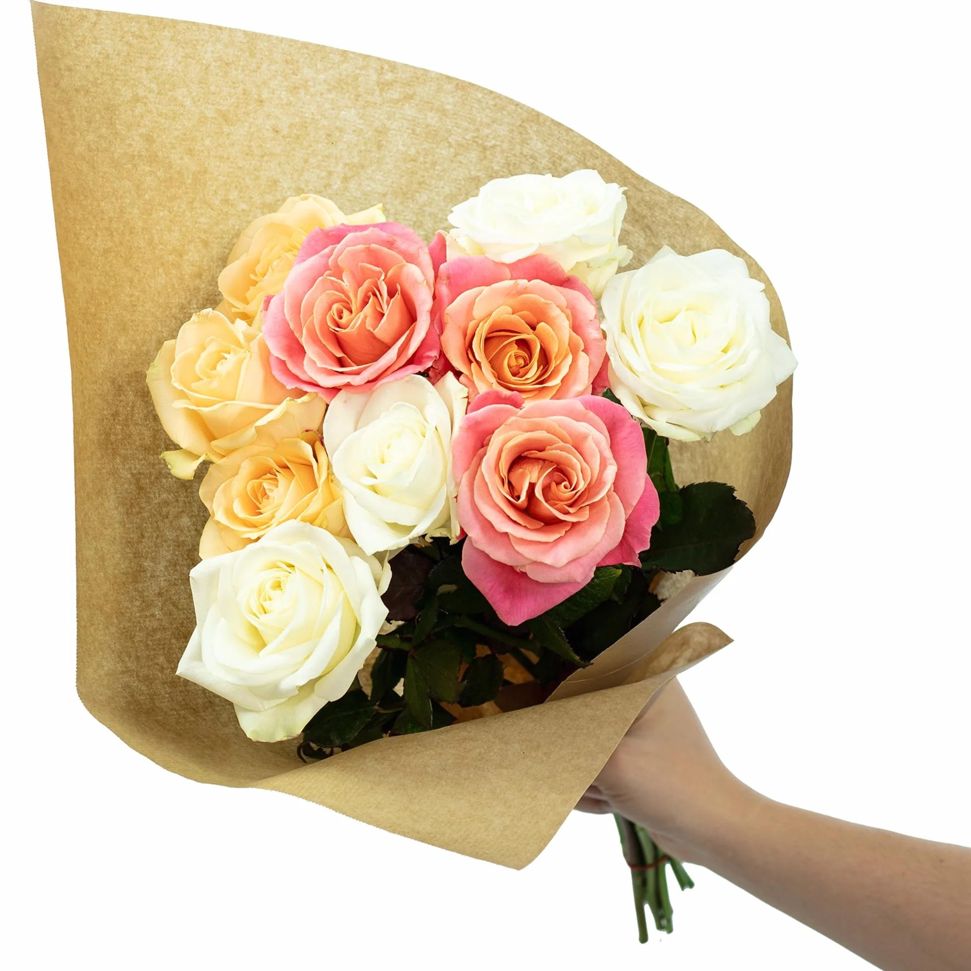 Bouquet de roses fraîches Pastel Poetry 10 tiges 50 cm