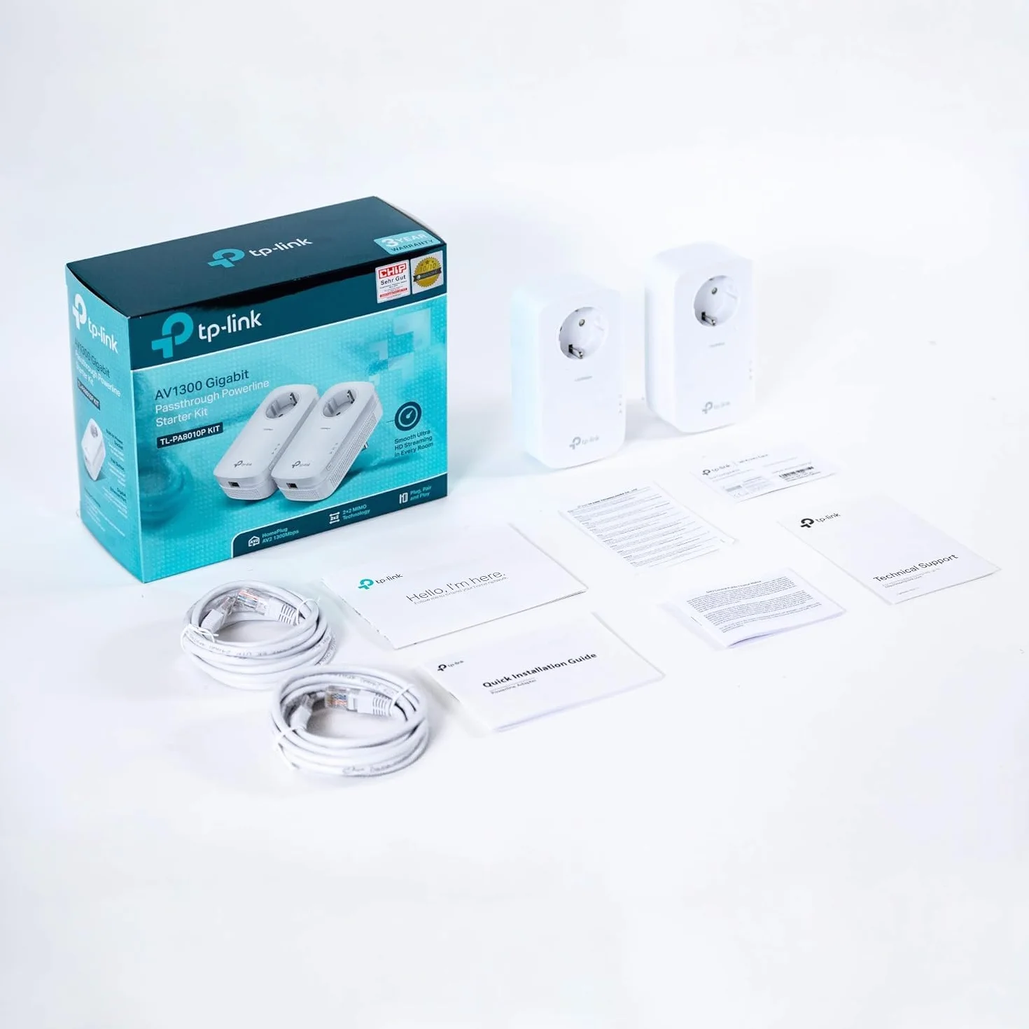 TP-Link CPL AV1300 TL-PA8010P KIT 1300 Mbps 1 Port Gigabit Prise Intégrée Pack de 2 Blanc
