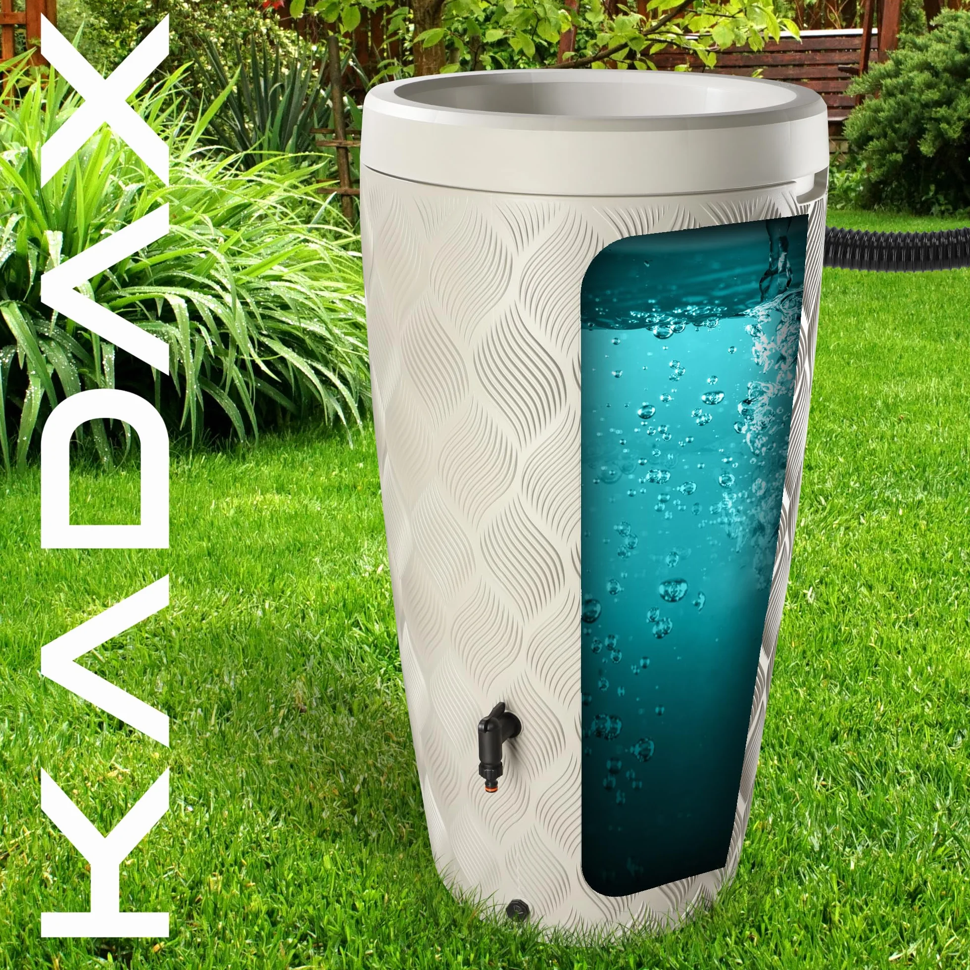 KADAX Récupérateur d'eau de Pluie 240 l Réservoir avec Robinet Résistant au Gel Crème