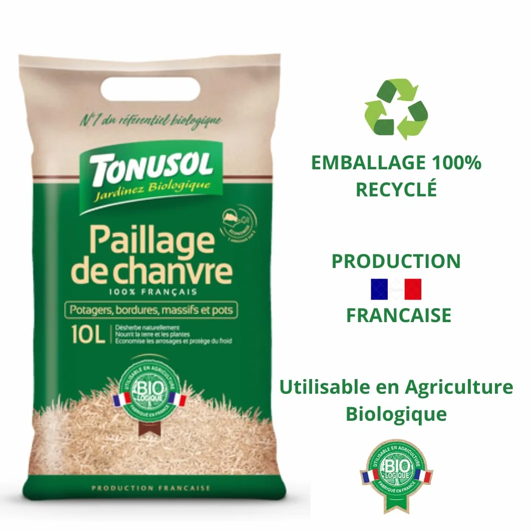 TONUSOL Paillis de Chanvre 100% Naturel 10L - Paillage Végétal