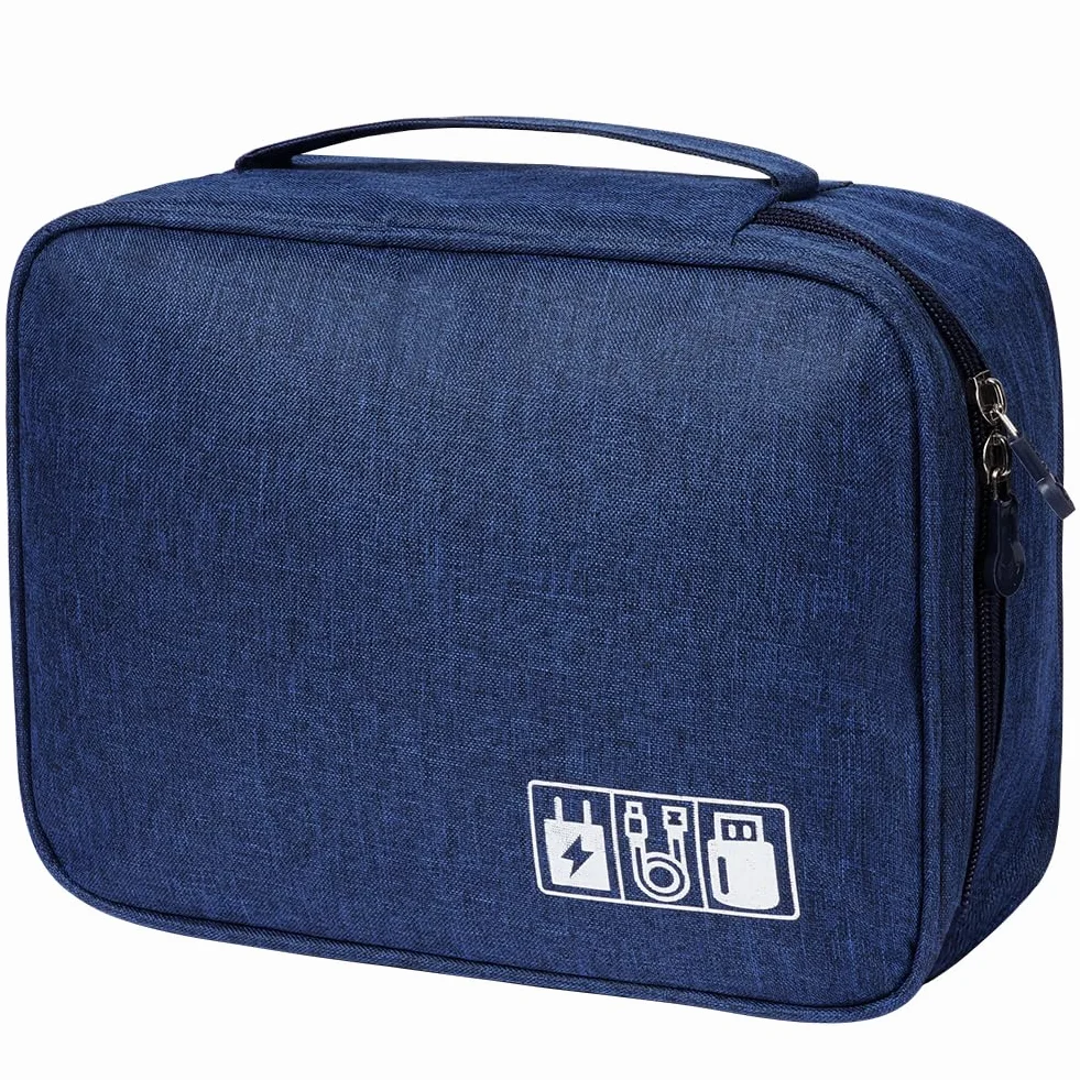 OFFCUP Sac de Rangement Câble Voyage avec Séparateur Réglable étanche Grande Capacité Bleu Marine