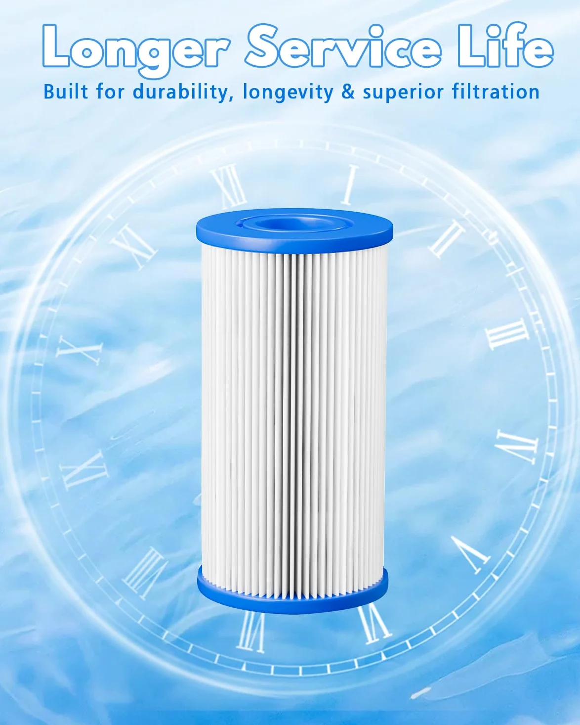 Filtre de Remplacement de Bain de Glace 12,7 cm x 6,35 cm 16 Pack | Filtre de plongée à froid 20 Micron plissé filtrage de sédiment Remplacement pour baignoire de glace bain à remous