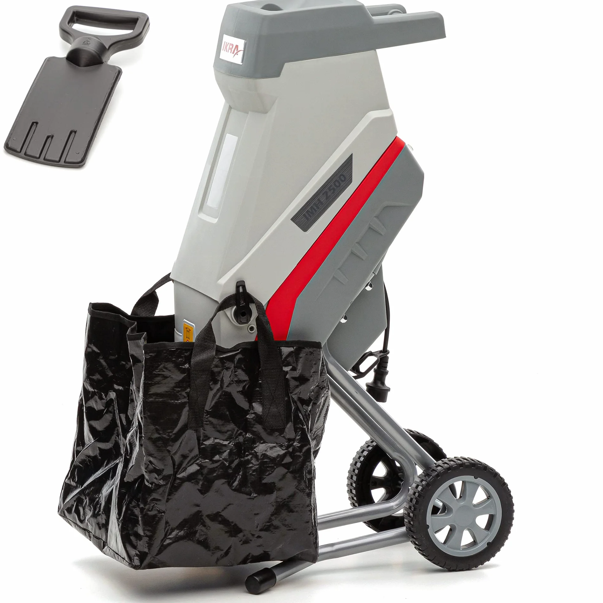 IKRA broyeur électrique IMH 2500, avec sac de ramassage de 45 l, 2500 watts | Moteur haute performance, lames réversibles durables, idéal pour la production de paillis de jardin, branches jusqu'à 45 mm