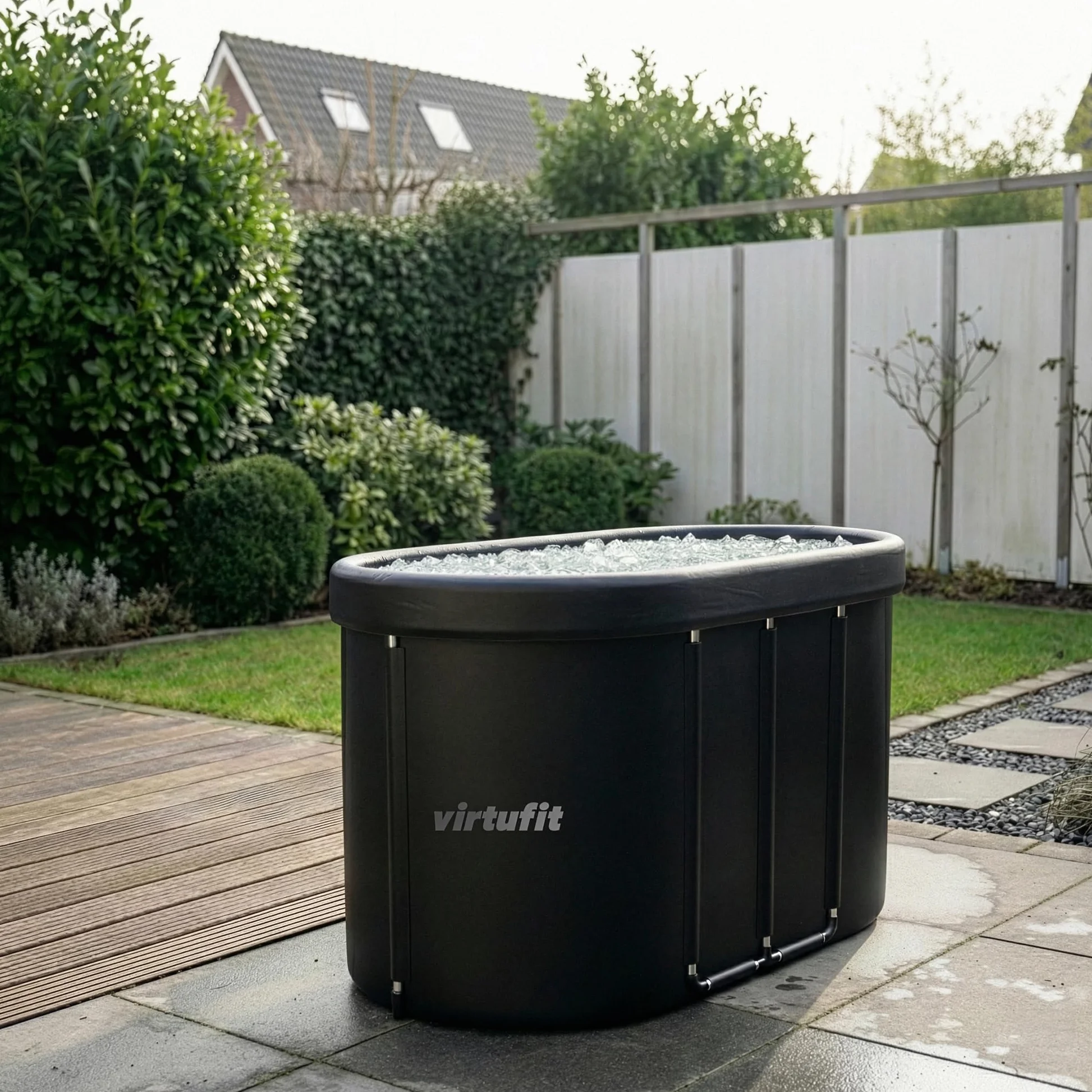 VirtuFit Baignoire Glacée Ovale 500L – Bassin à Eau Froide pour la Régénération et la Récupération Musculaire – Pliable, Isolation à 5 Couches, Accessoires Inclus, Pour l’intérieur et l’extérieur