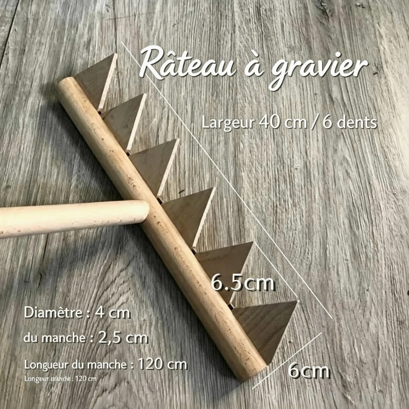 Râteau de jardin Zen - Grand râteau japonais en bois pour l'extérieur - Motif roche et sable - Outil robuste pour la conception de jardin