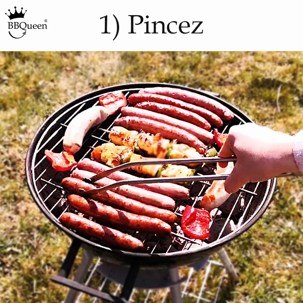 Grande Pince INOX à roulettes Multifonctions pour Barbecue, Taille 50 cm
