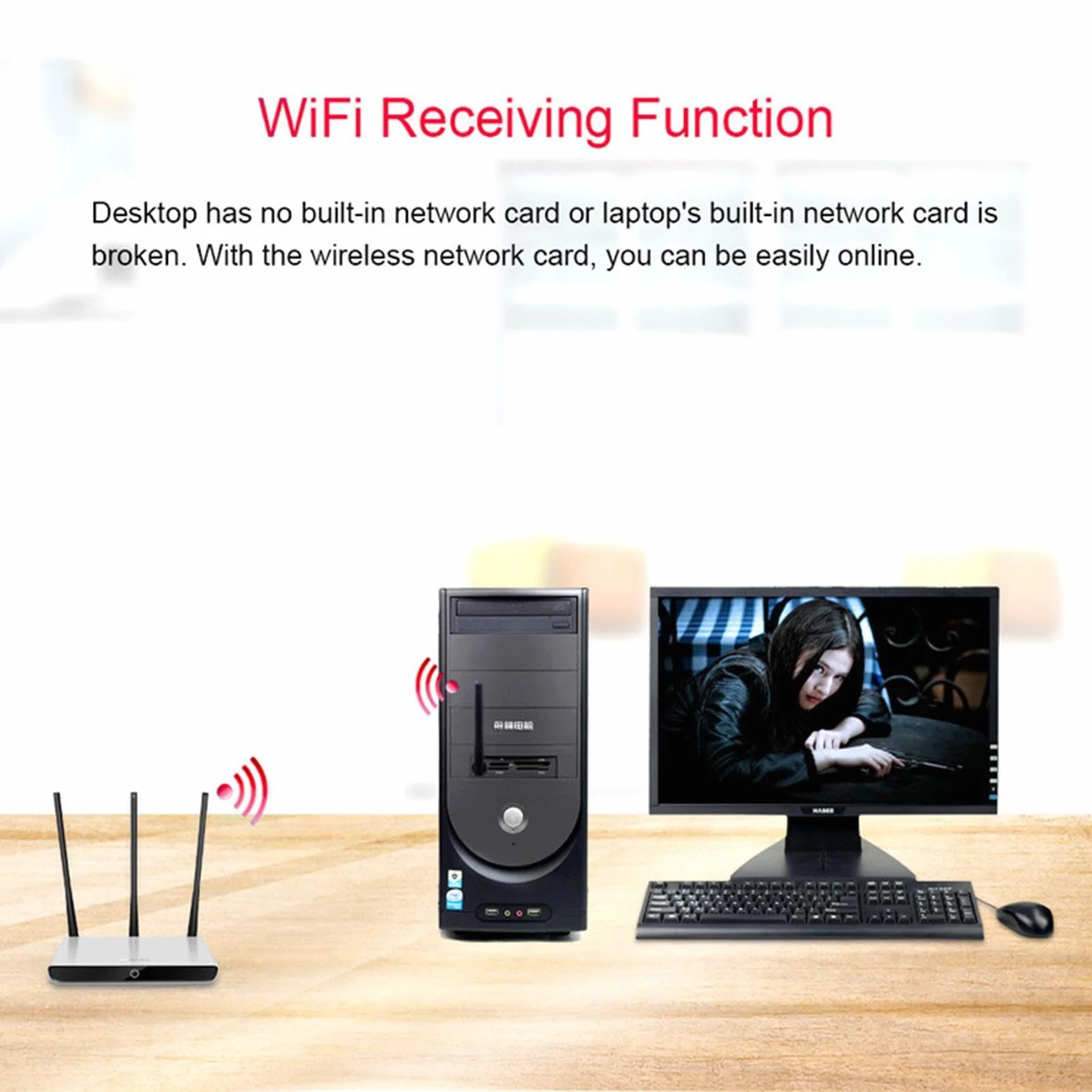 Adaptateur Wifi USB 150 Mbps 2,4 GHz Dongle Sans Fil Grande Antenne Carte Réseau Externe Puce Mt7601